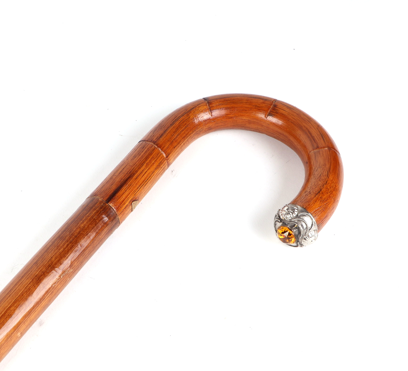 An Edwardian umbrella walking stick, with white metal and citrine mount, 90cm long. - Image 3 of 4