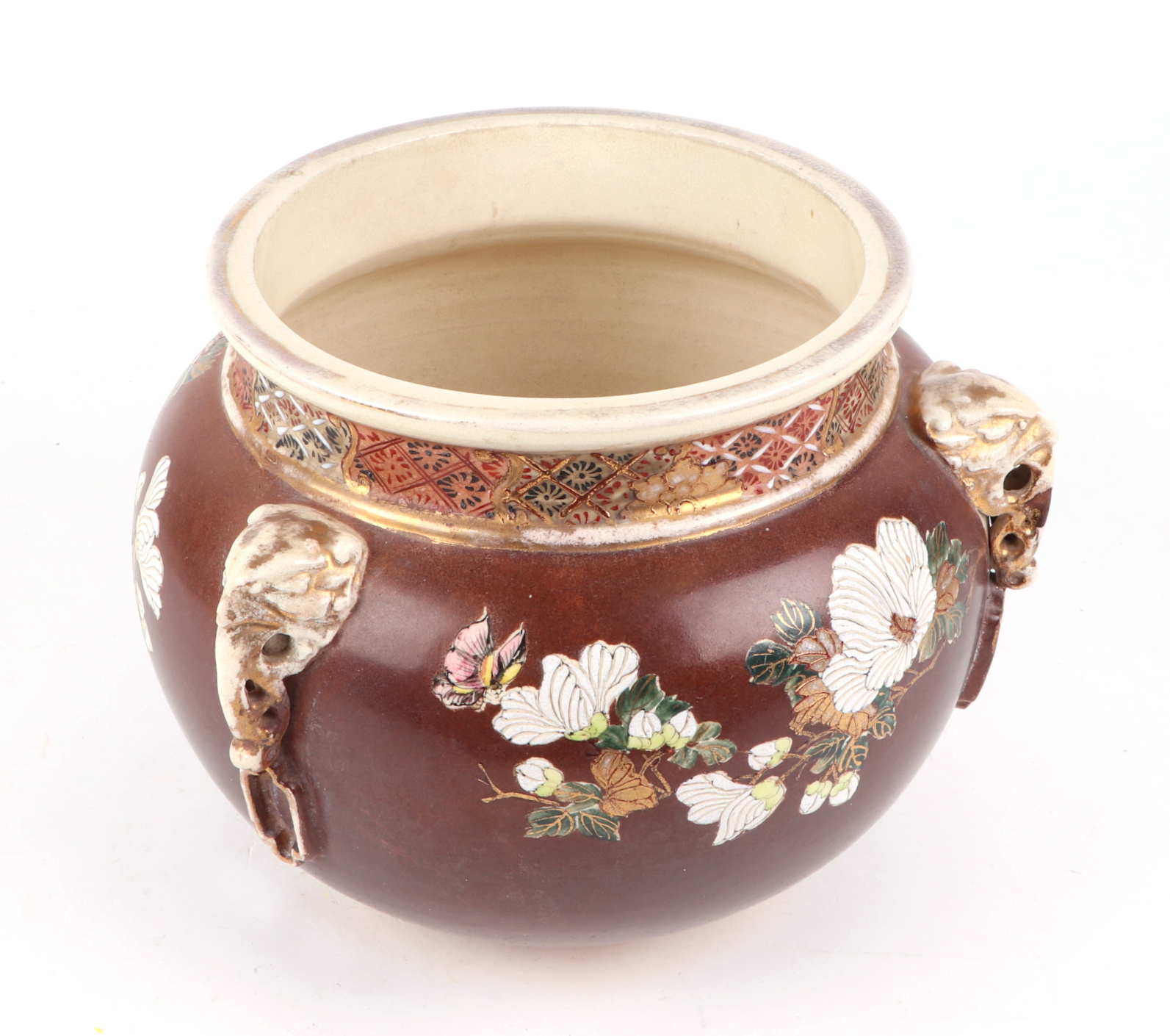A late 19th century Japanese satsuma hanging bowl, 23cm diameter, a group of Imari plates and bowls, - Image 3 of 6