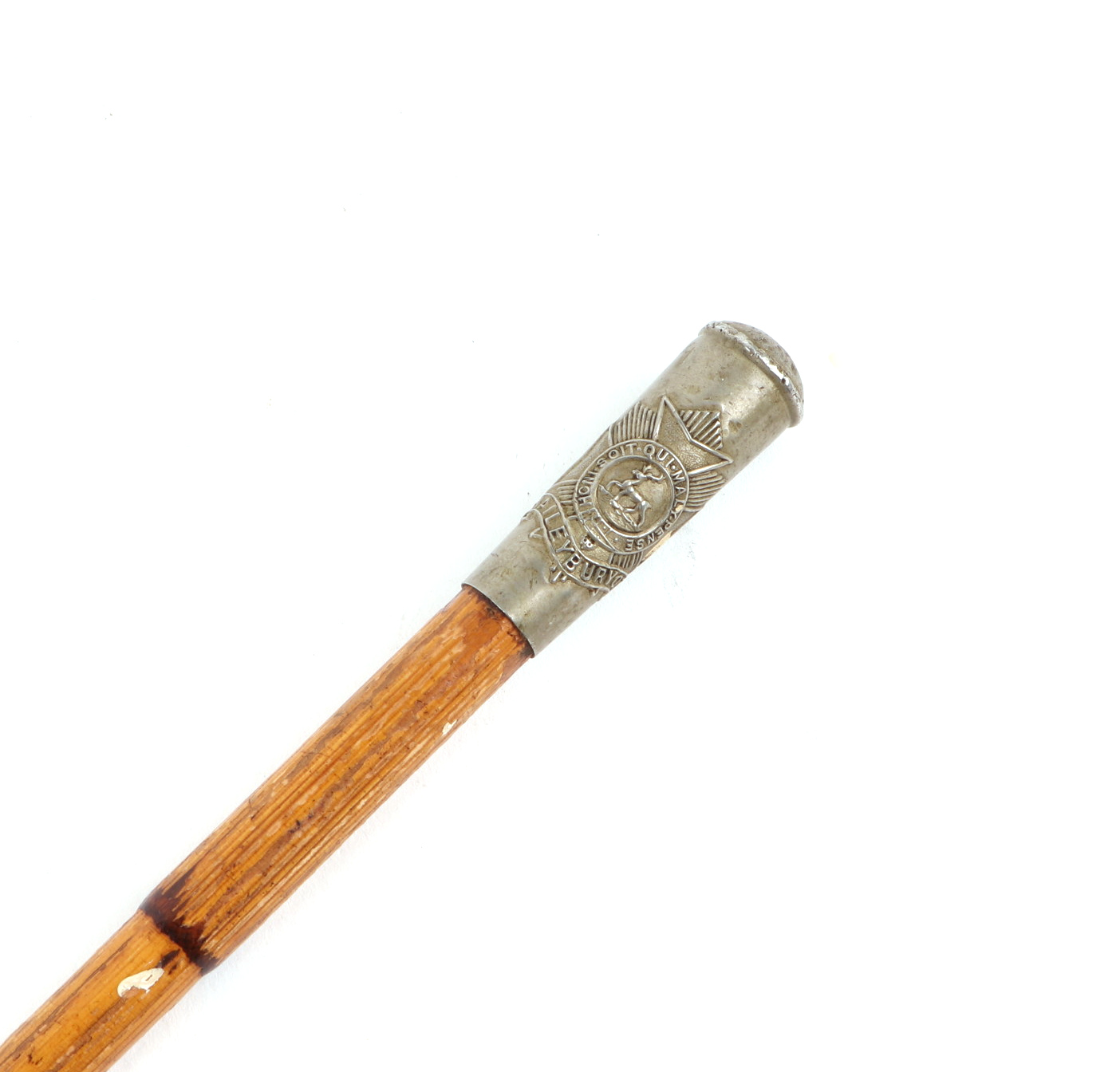 A Hailey Bury OTC bamboo military swagger stick, 70cm long.