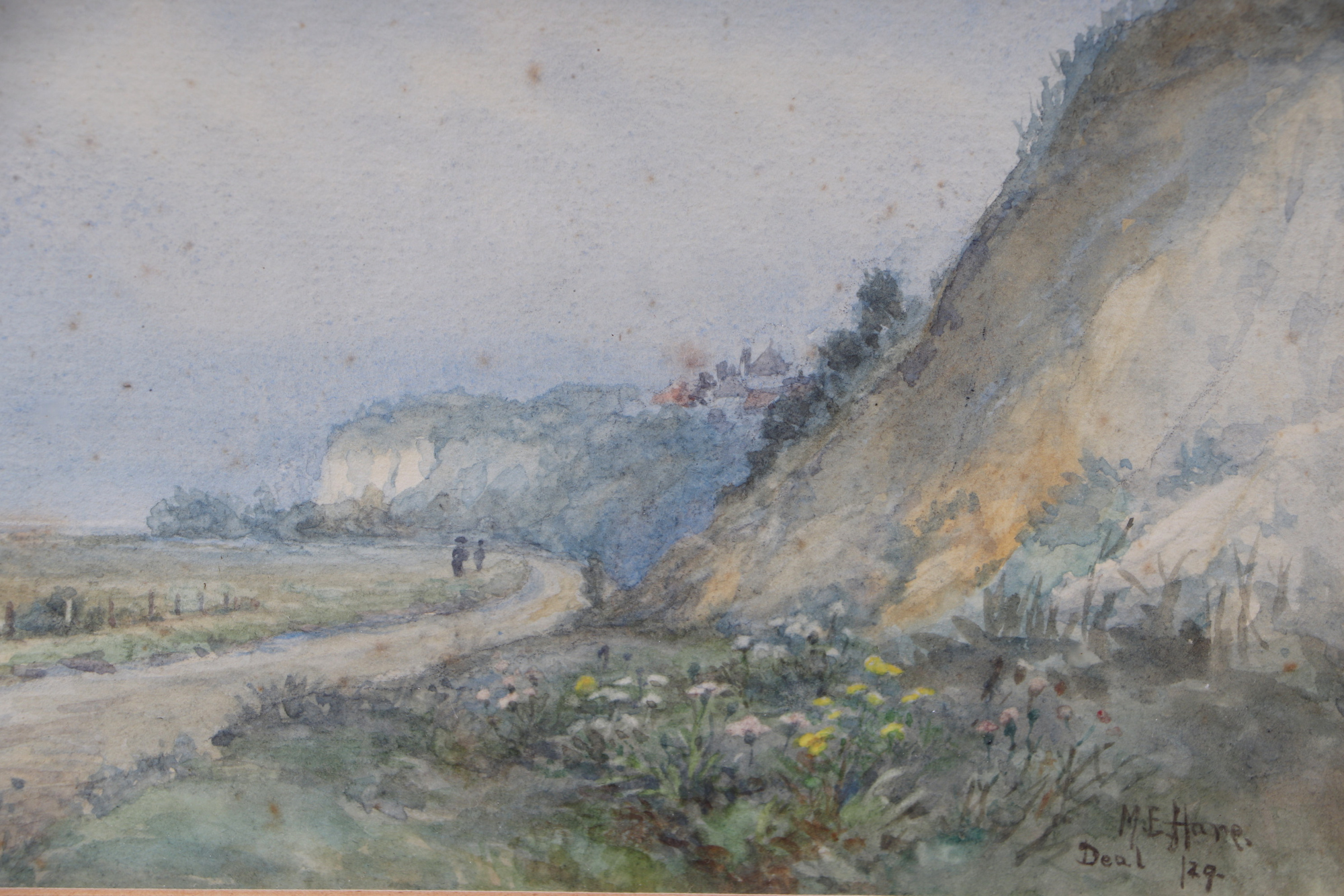 M E Hare (Early 20th century British) - Deal, Kent, Cliffside Walk- signed and dated lower right - Image 2 of 4