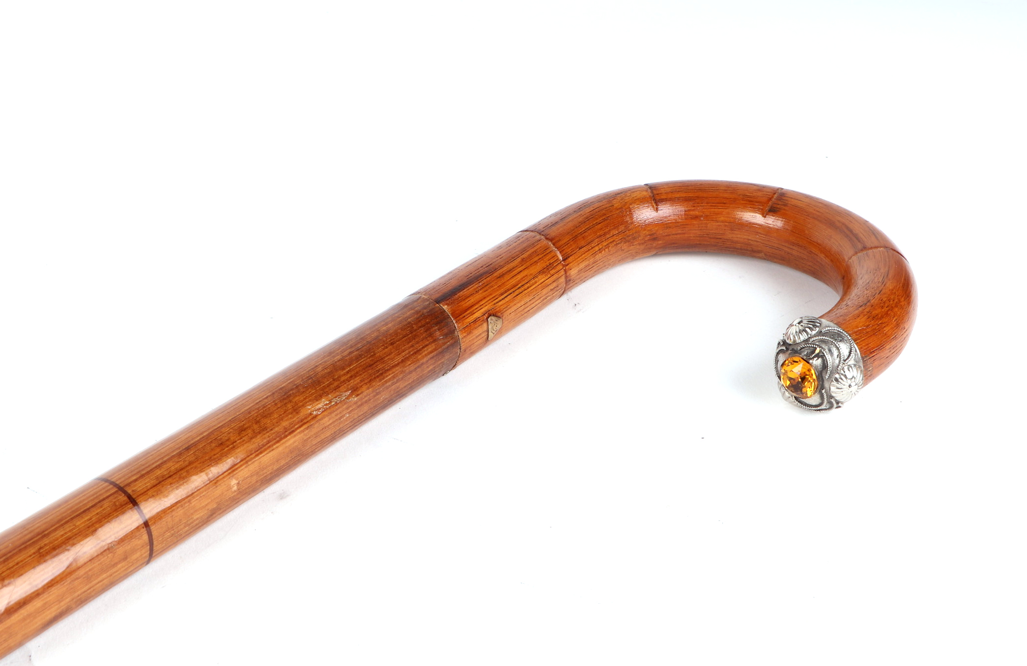 An Edwardian umbrella walking stick, with white metal and citrine mount, 90cm long. - Image 4 of 4