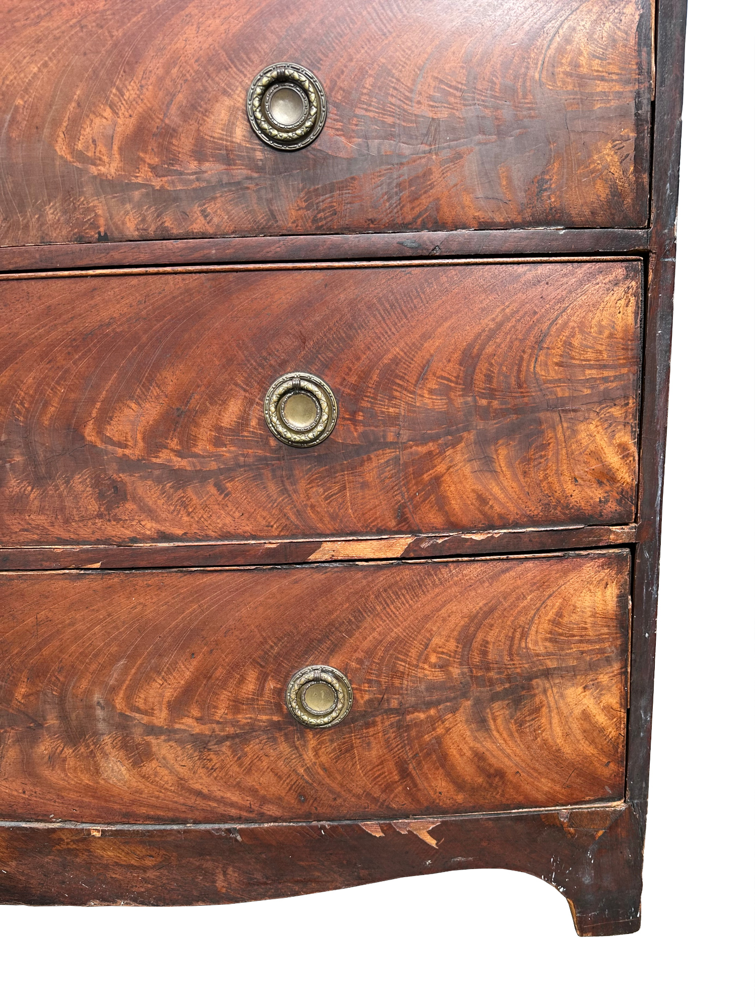 A 19th century mahogany bow fronted chest of two short and three graduated long drawers, 105cm wide. - Image 2 of 6