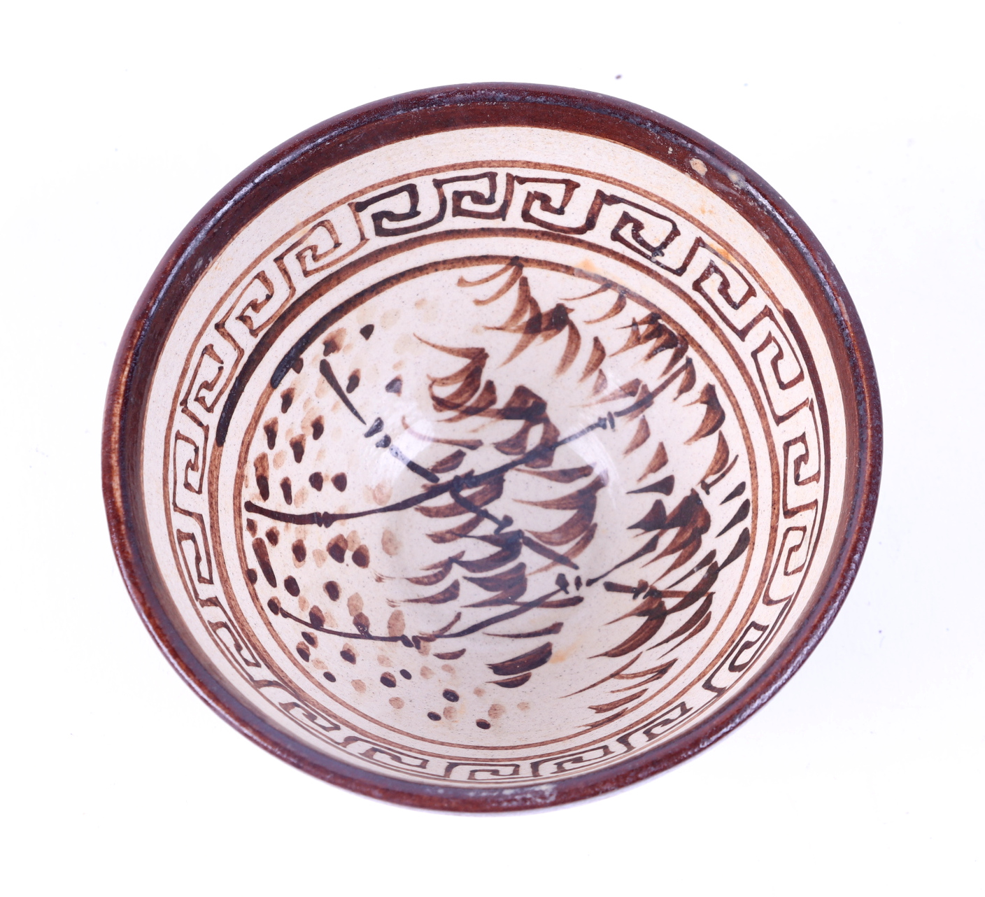 A Chinese pottery bowl, decorated with bamboo, 11cm diameter together with another similar. (2) - Image 3 of 7