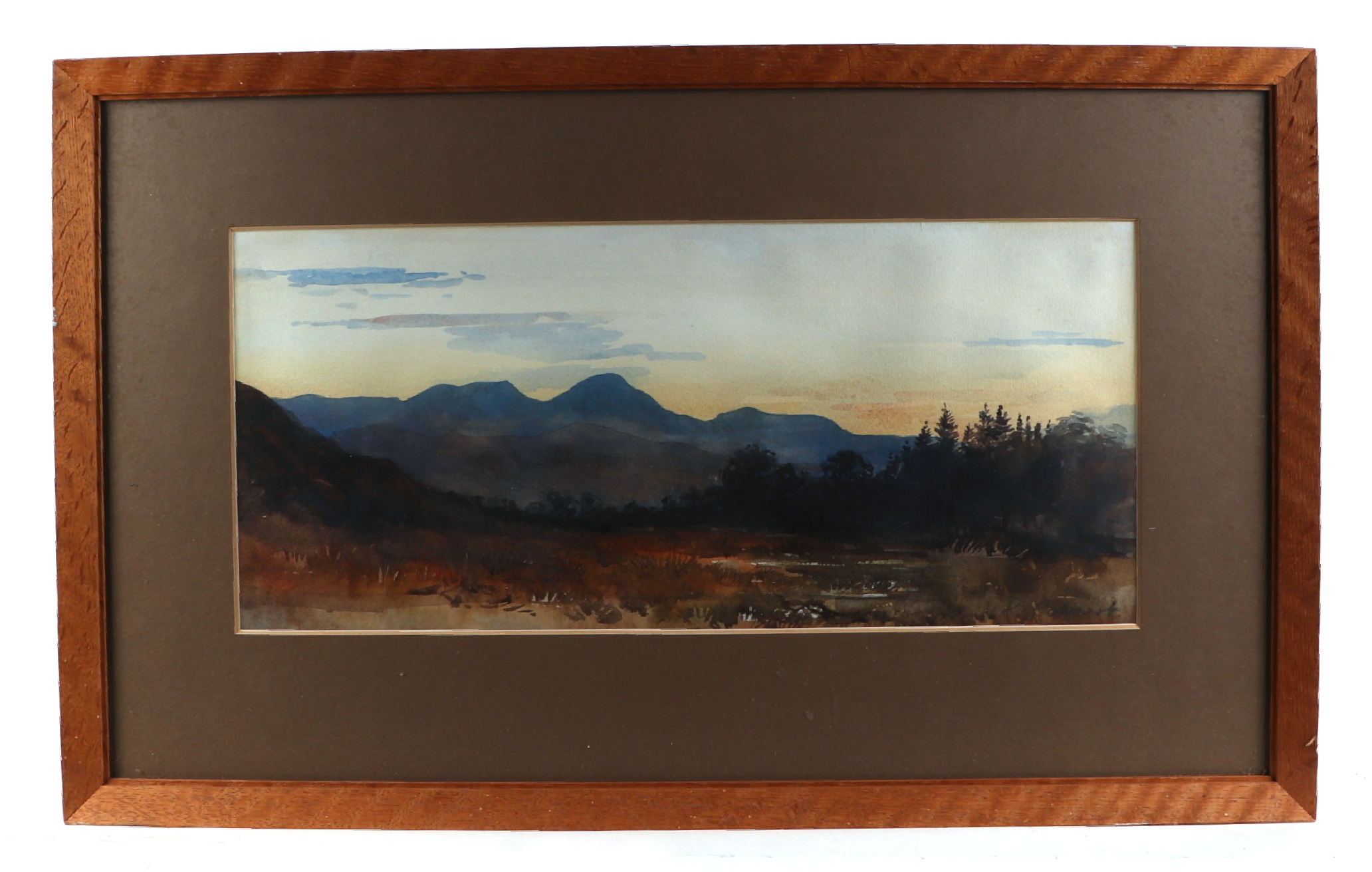 C Calvert (?), Moorland scene with mountains in the background, signed lower right corner,