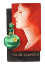 A 1930s German counter top point of sale advertising board, for Lohse Perfume, depicting a young Art