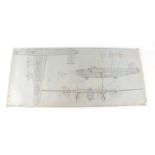 Aviation interest: Two WWII Aeronautical Aviation blueprint plan hand drawn drawings on linen of a