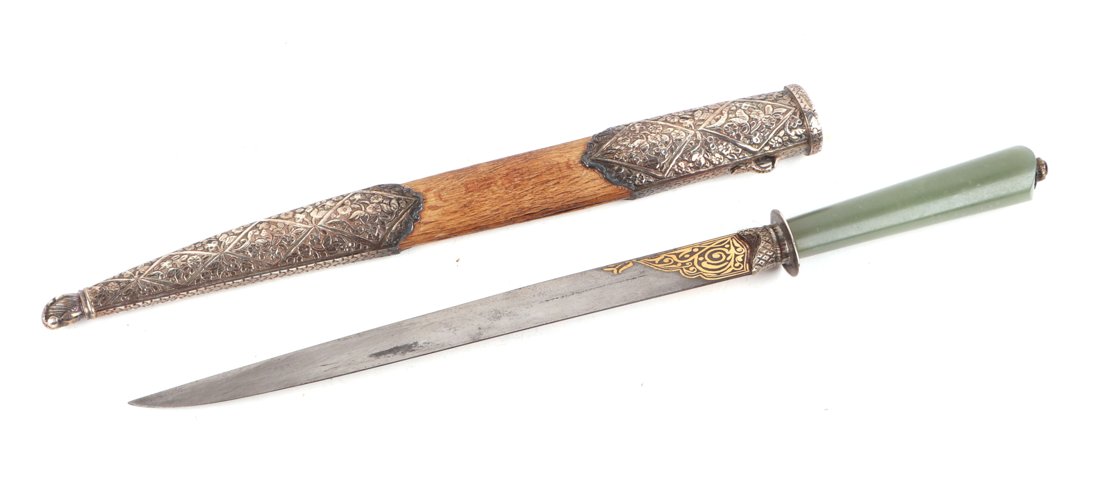 A late 18th / early 19th century Ottoman dagger, the sharply pointed single edged blade with