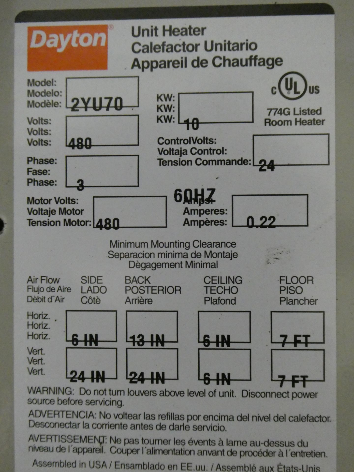 Dayton Electric Heater - Image 2 of 2