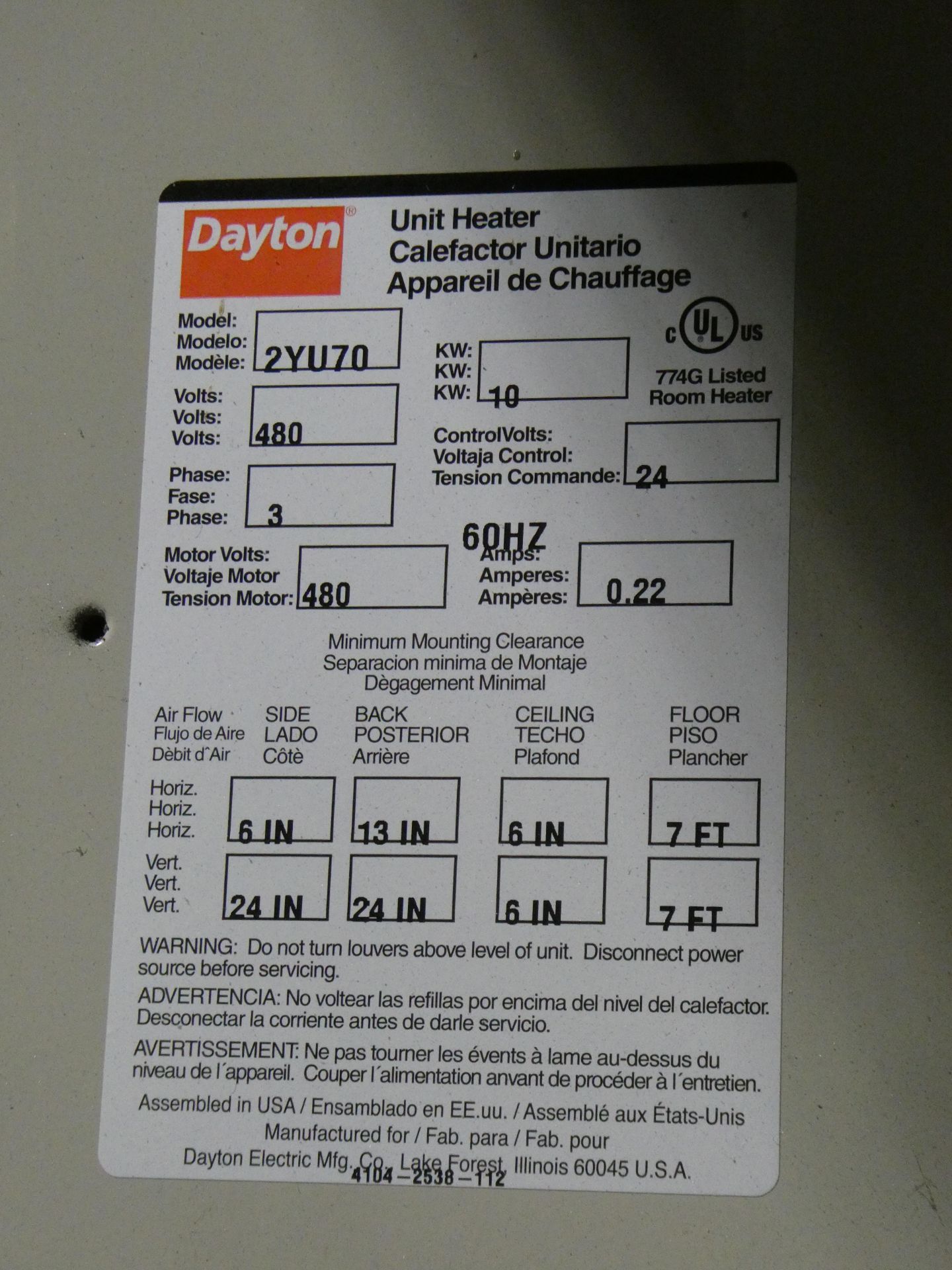 Dayton Electric Heater - Image 2 of 2