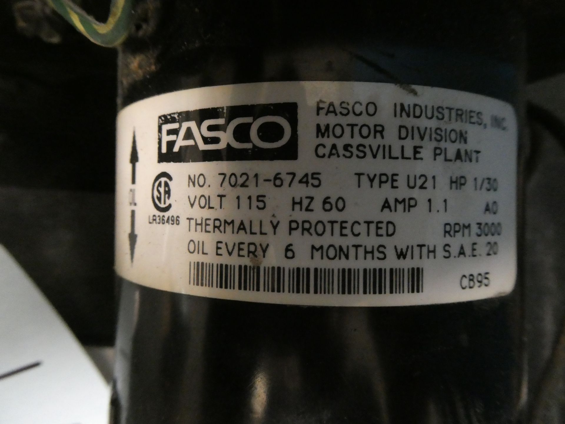 Fasco Industries 1/30 hp 3,000rpm Blower - Image 2 of 2