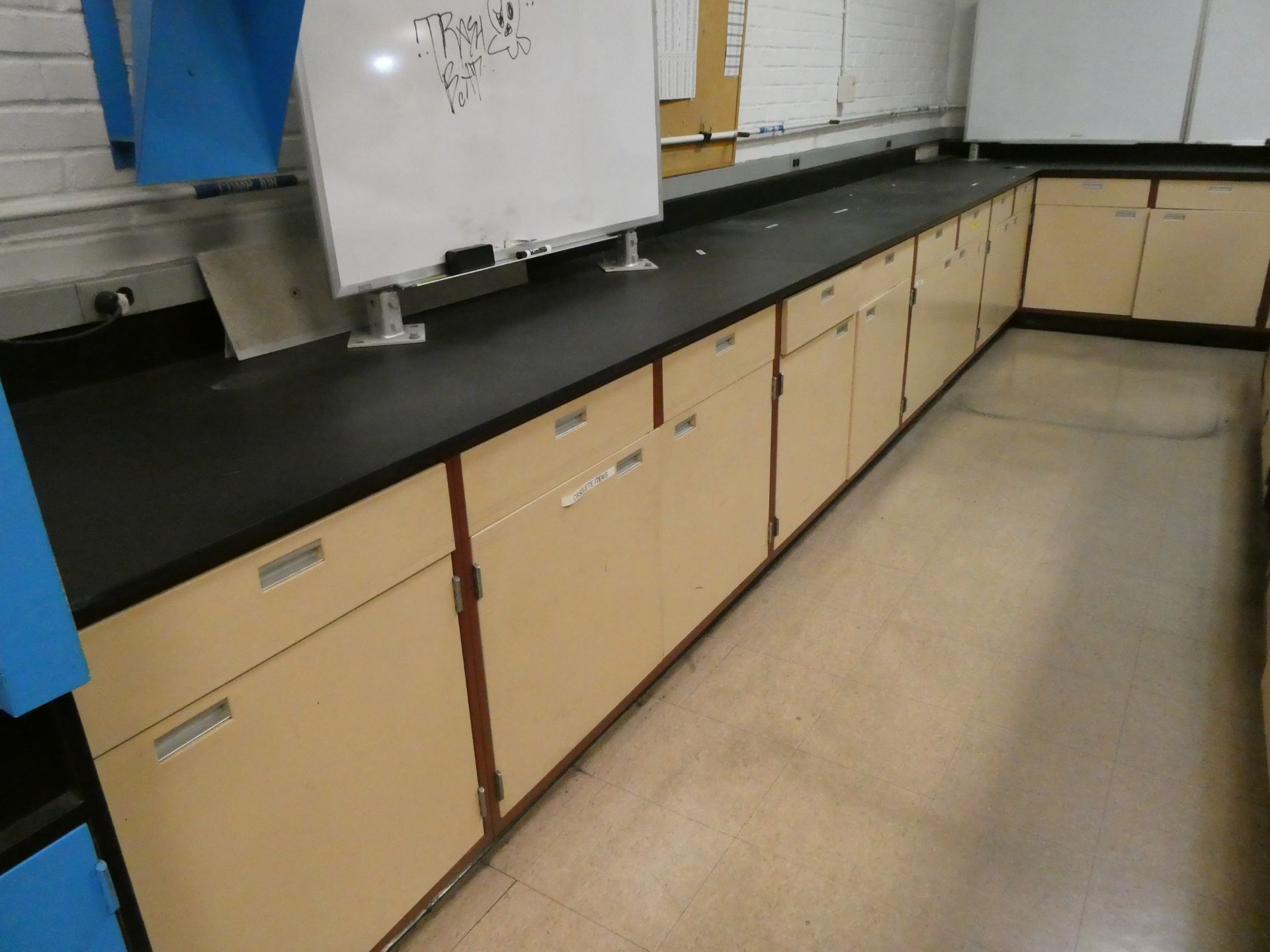 L Shaped Lab Cabinets with Solid Surface Top - Image 3 of 4