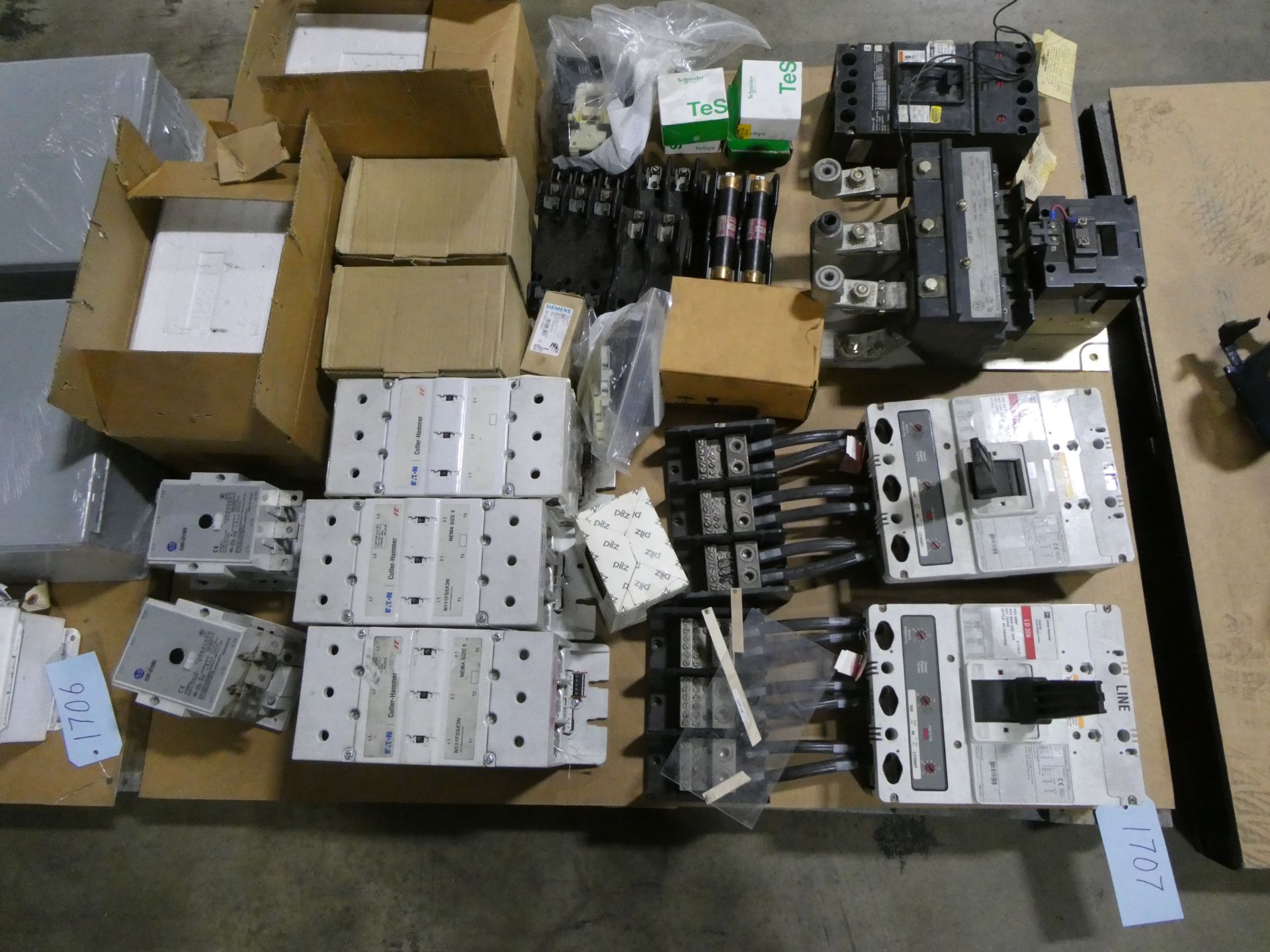 Pallet of Industrial Circuit Breakers, Contactors and Electrical Components