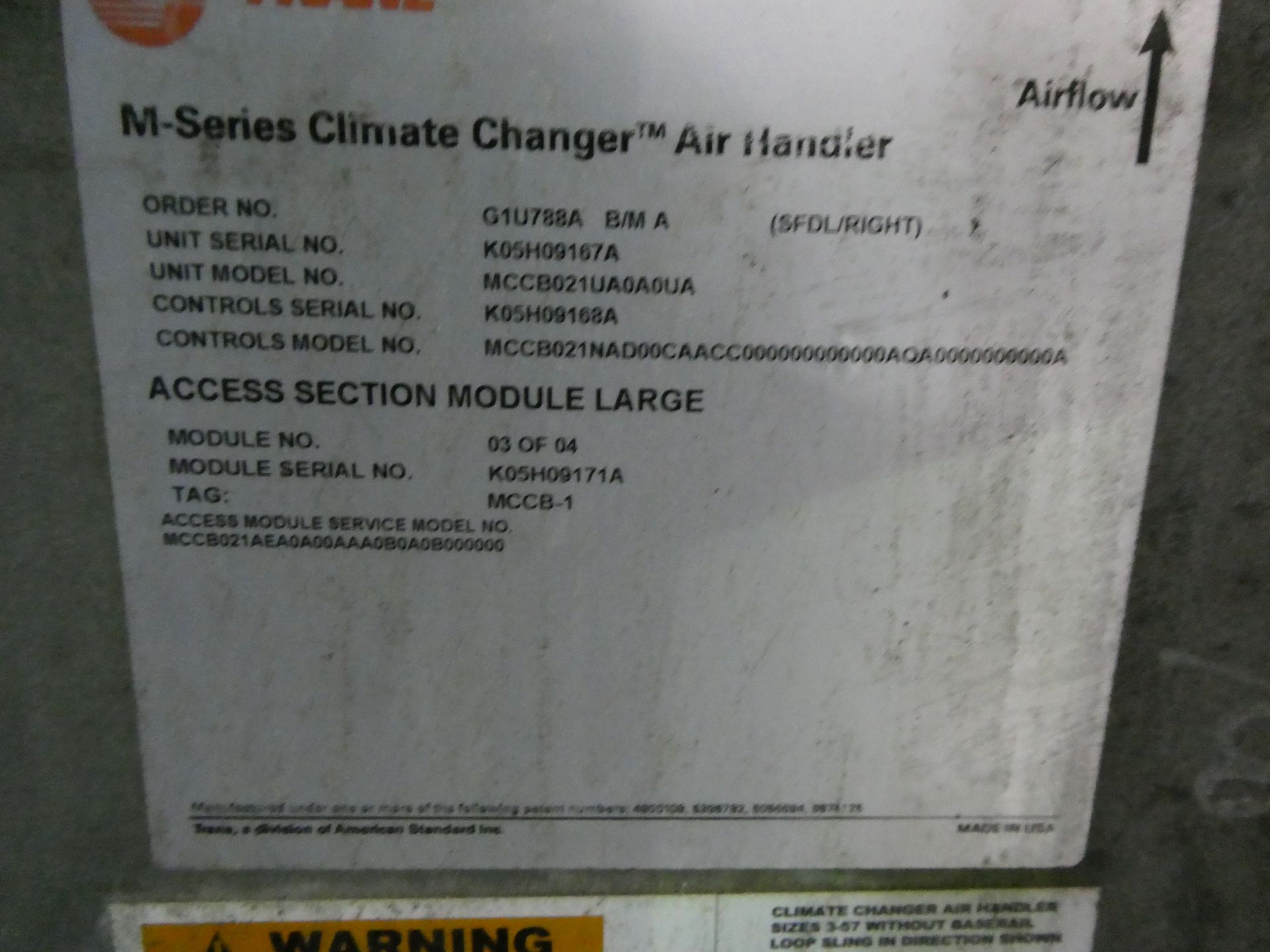 Trane M series Climate Changer Air Handler - Image 3 of 3