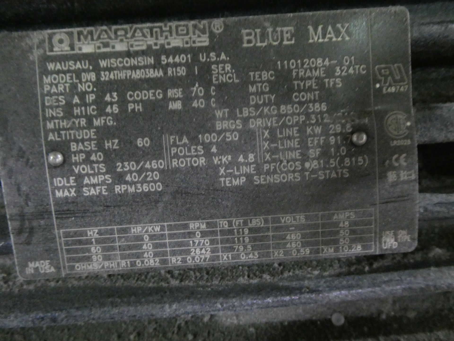 Marathon Blue Max 40HP Motor w/ Encoder - Image 3 of 4