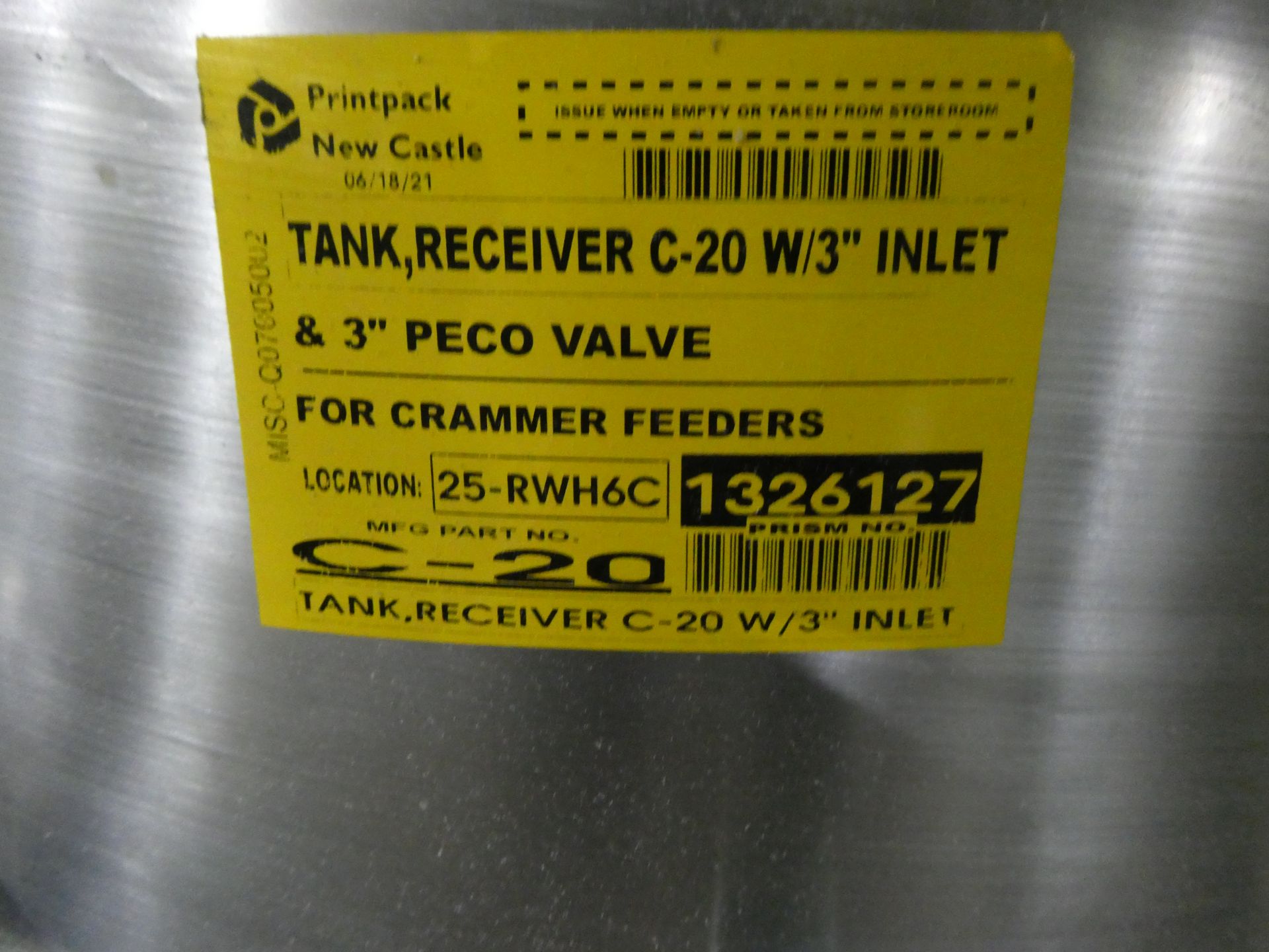 Vacuum Receiverwith 3" Peco Valve - Image 3 of 3