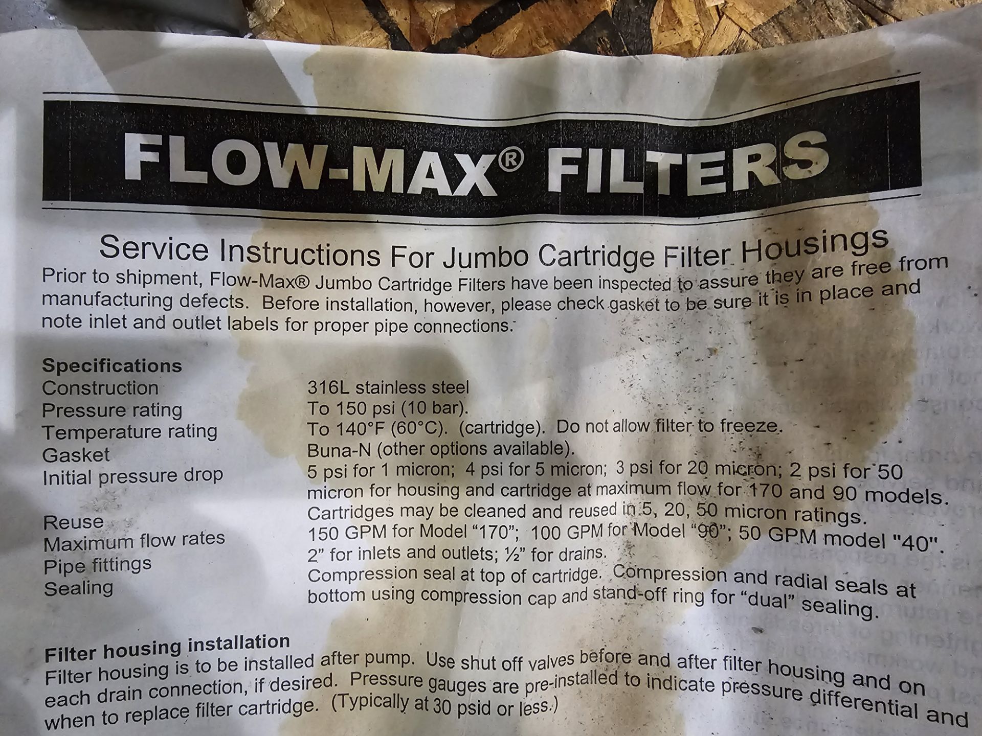 Flow-Max Stainless Steel Jumbo Cartridge Filter Housing (NEW) - Bild 4 aus 4