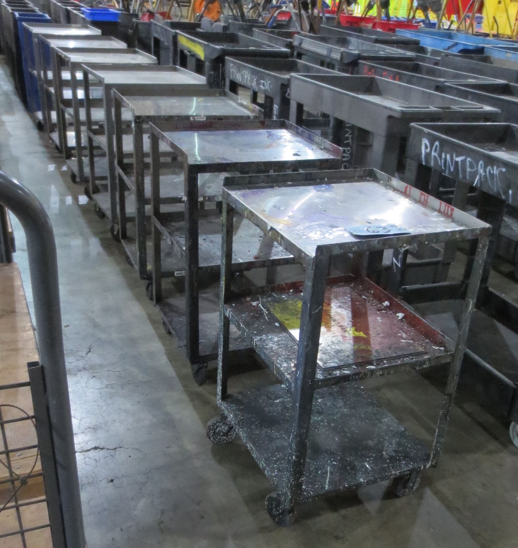 (7) Stainless Steel Flat Shelf Carts