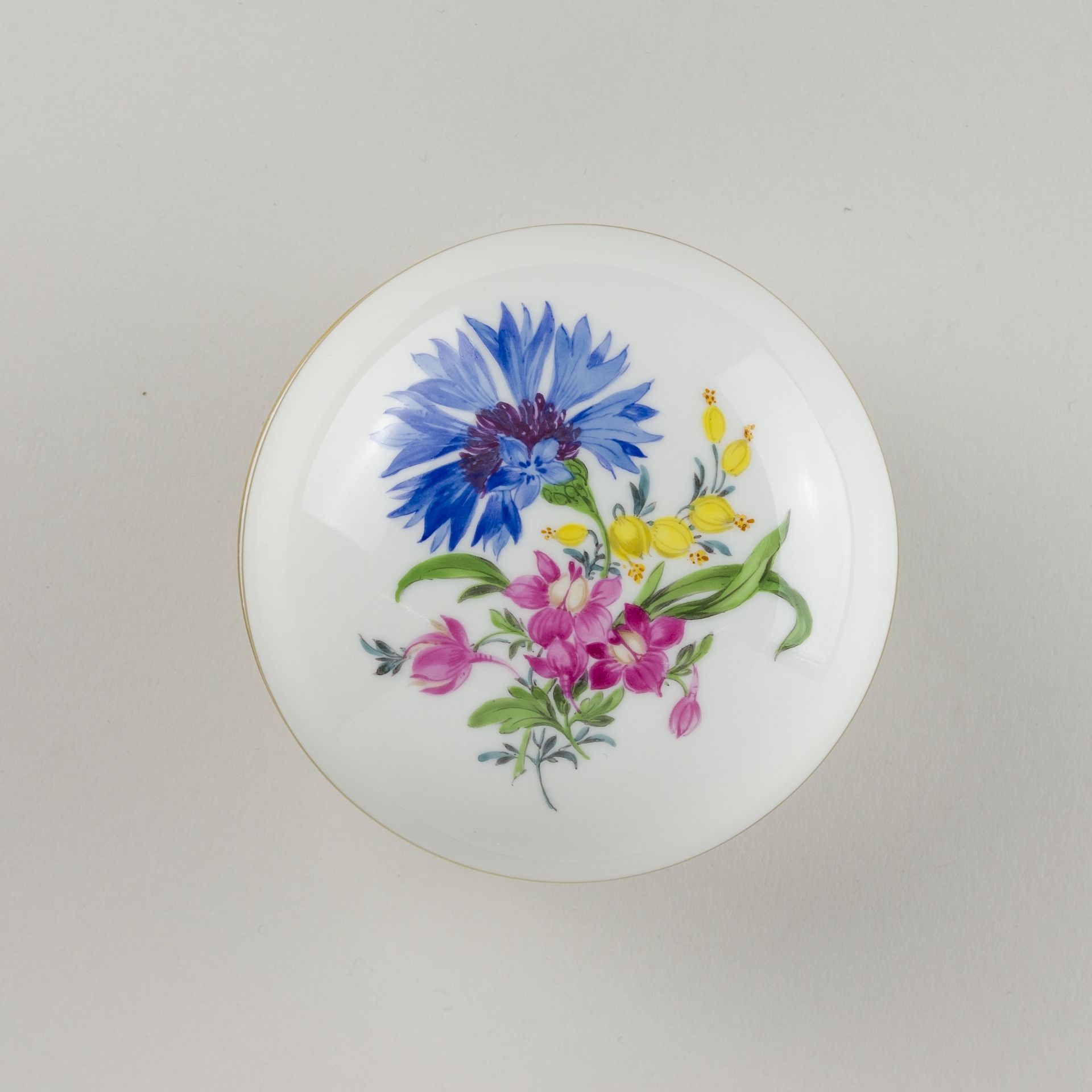 Meissen Deckeldose Bunte Blume 4. Wahl nach 1934 - Image 5 of 7