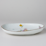 Meissen Schale oval Ozier-Relief Bunte Blume Bukett 1. Wahl vor 1765