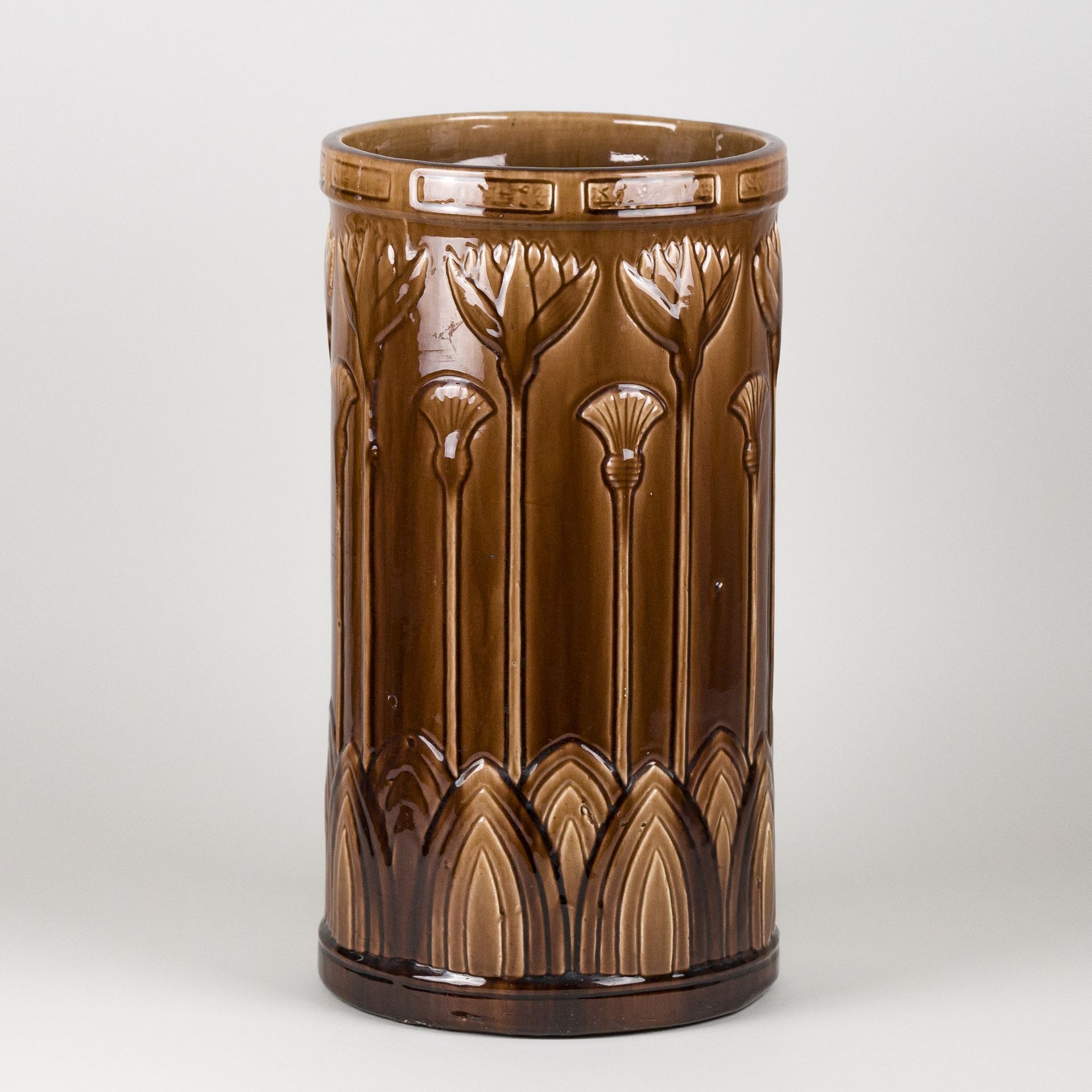Großer Schirmständer Keramik Majolika Jugendstil Art Deco Art Nouveau 43 cm - Bild 3 aus 5