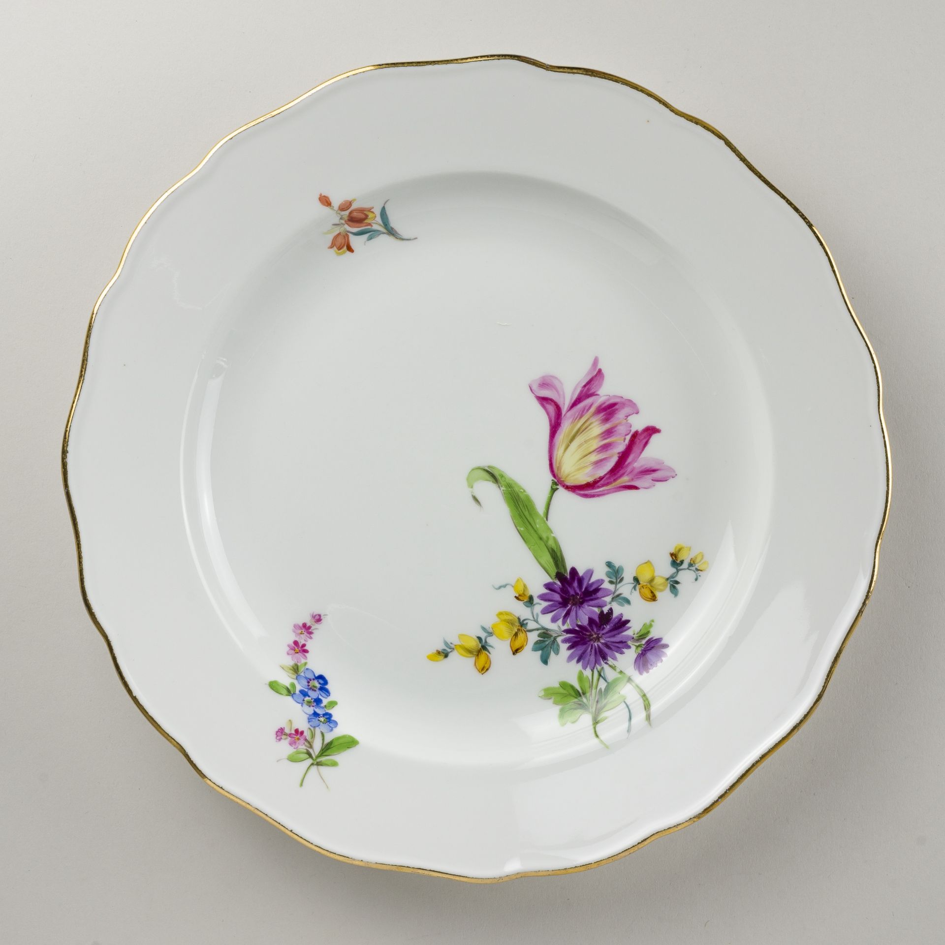 Meissen 6 x Speiseteller Bunte Blume 3 schräg 25,5 cm 4. Wahl - Bild 10 aus 13