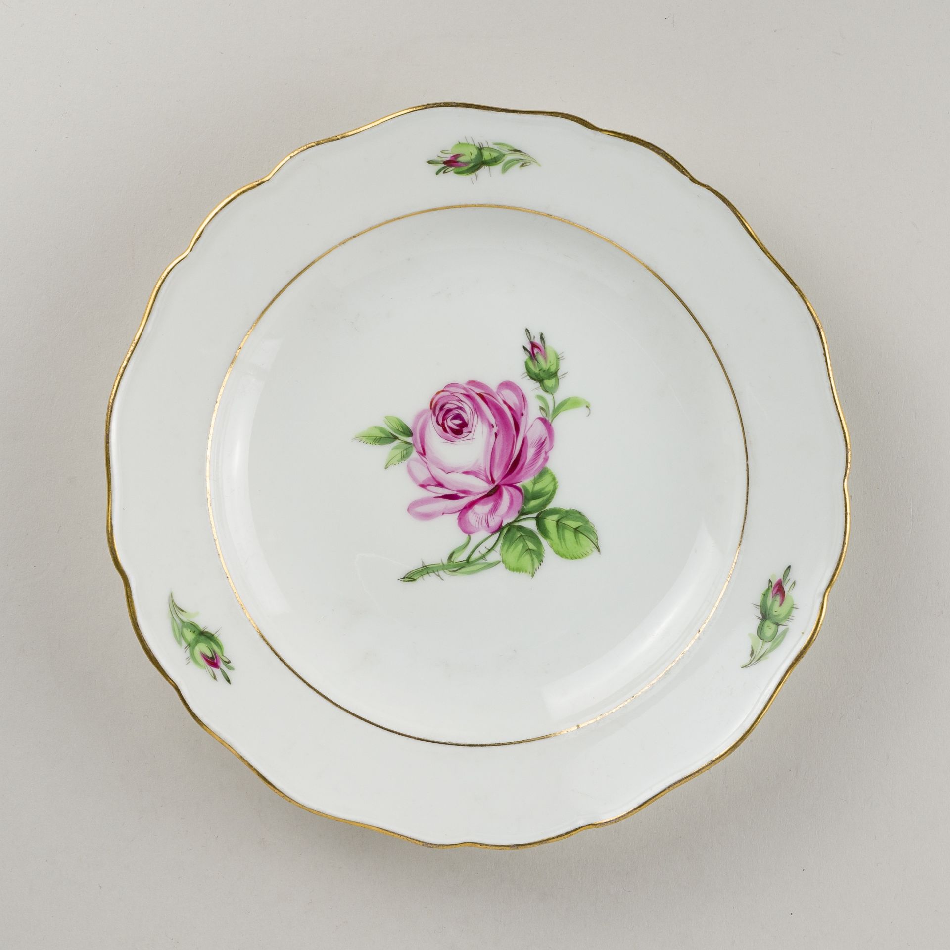 Meissen 2 x Dessertteller Rote Rose 1. Wahl Knaufzeit, 1815-1924 - Bild 2 aus 5