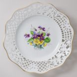 Meissen Durchbruchteller Bunte Blume 25 cm 4. Wahl Neuwertig