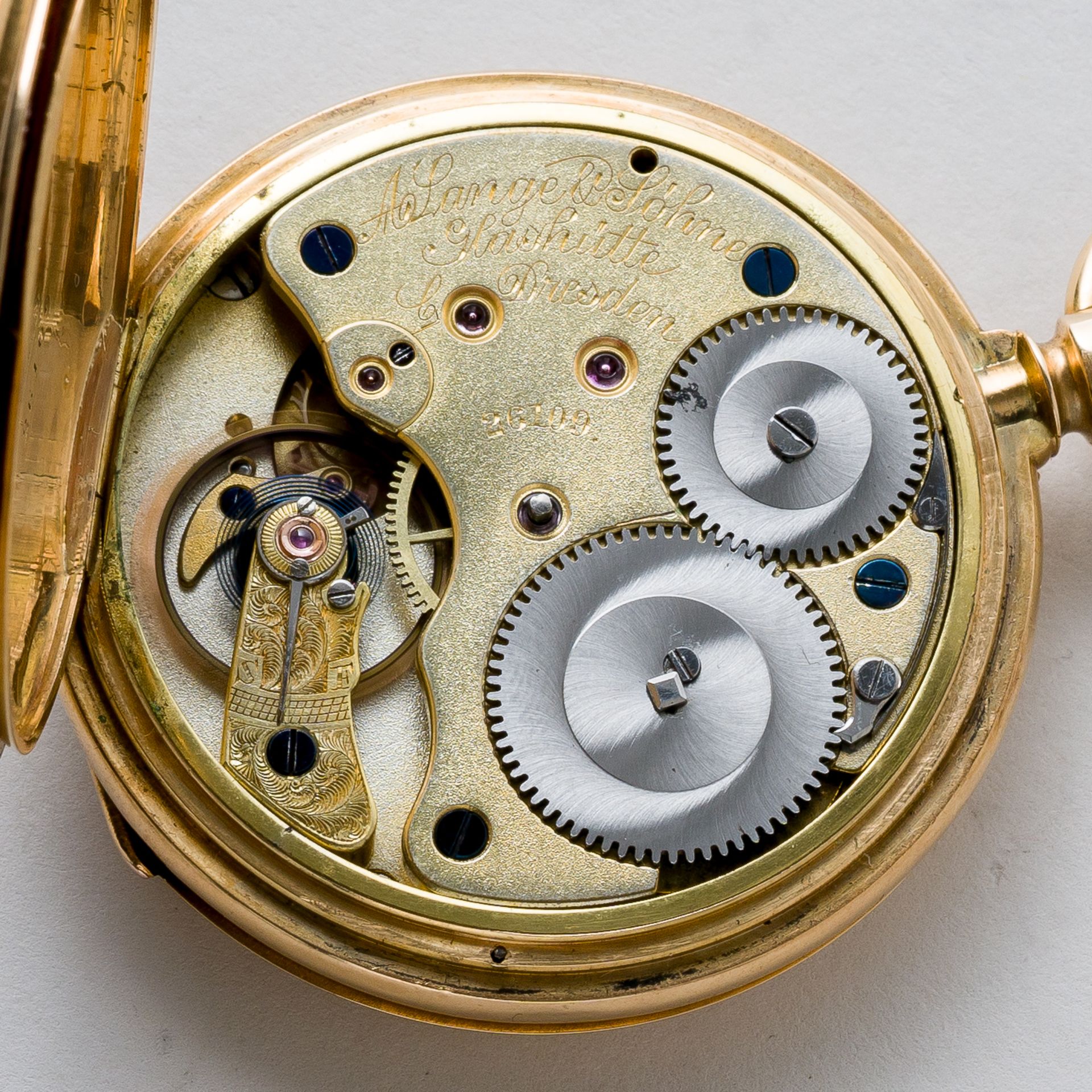 A. Lange & Söhne Taschenuhr drei Deckel in 750er Gold Box & Zertifikat - Image 4 of 12