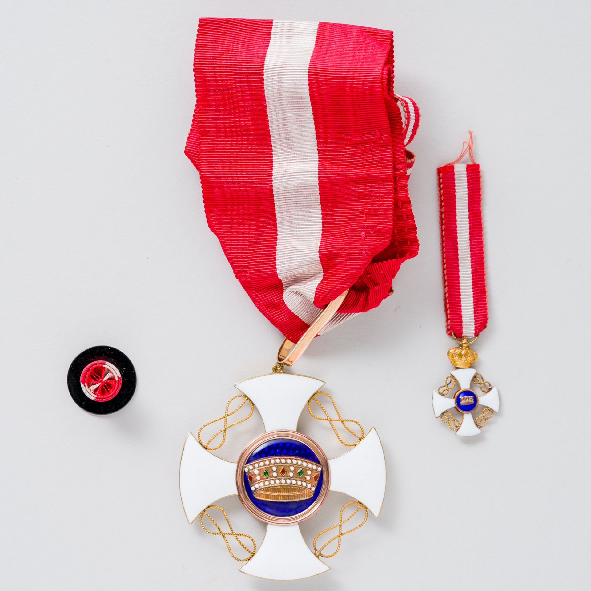 Orden der Krone von Italien Ordine della Corona d'Italia Kommandeurskreuz am Band im Etui - Bild 2 aus 4
