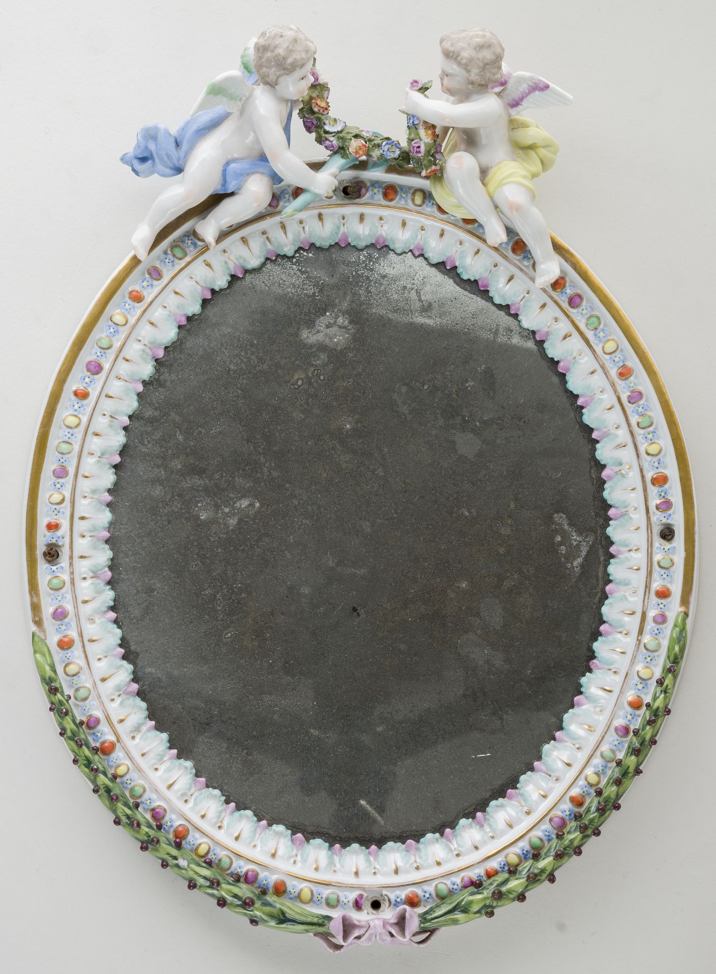 2 Große Spiegel mit Putten Rahmen mit Schleifen Ranken und Perlband, mit Goldrand - Image 2 of 13
