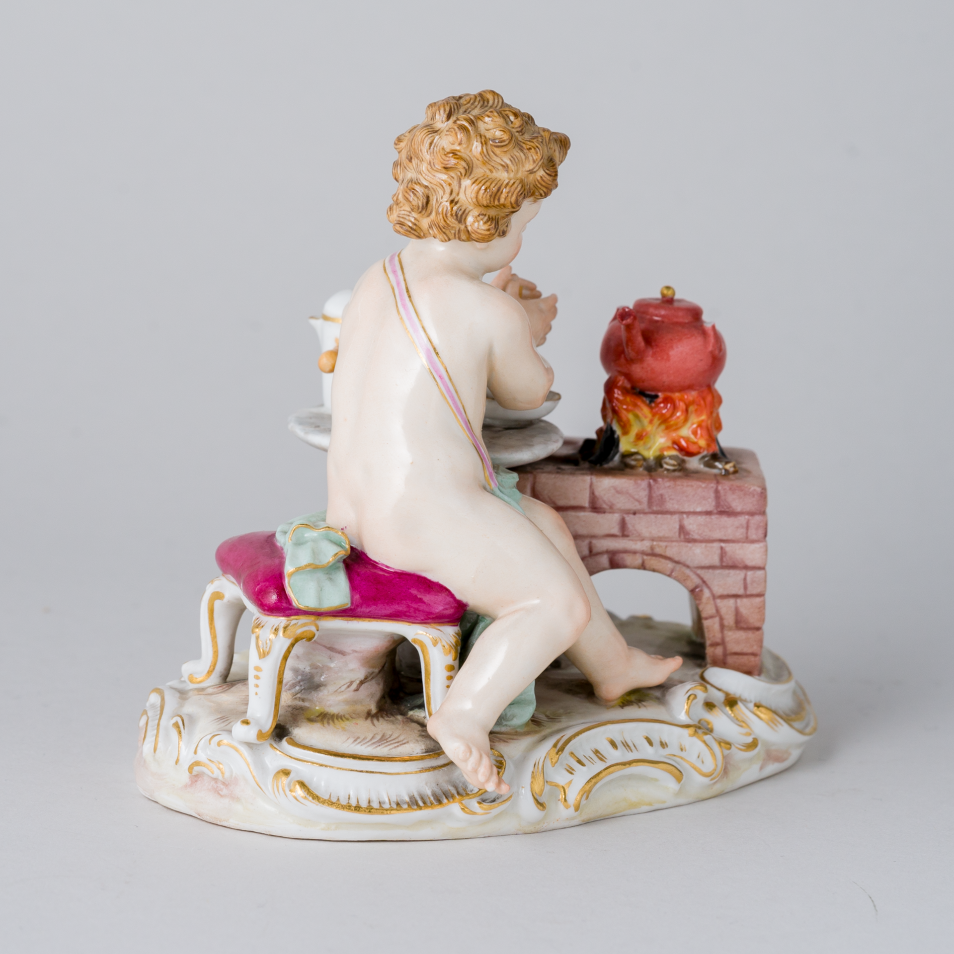 Meissen Figur Putto Keandler Kind Ofenfeuer Essen Allegorie Feuer 1. Wahl Knaufzeit - Bild 5 aus 12