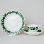 Meissen Kaffeegedeck 3 Tlg. Weinlaub 3. & 4. Wahl u.a. Knaufzeit, 1815-1924