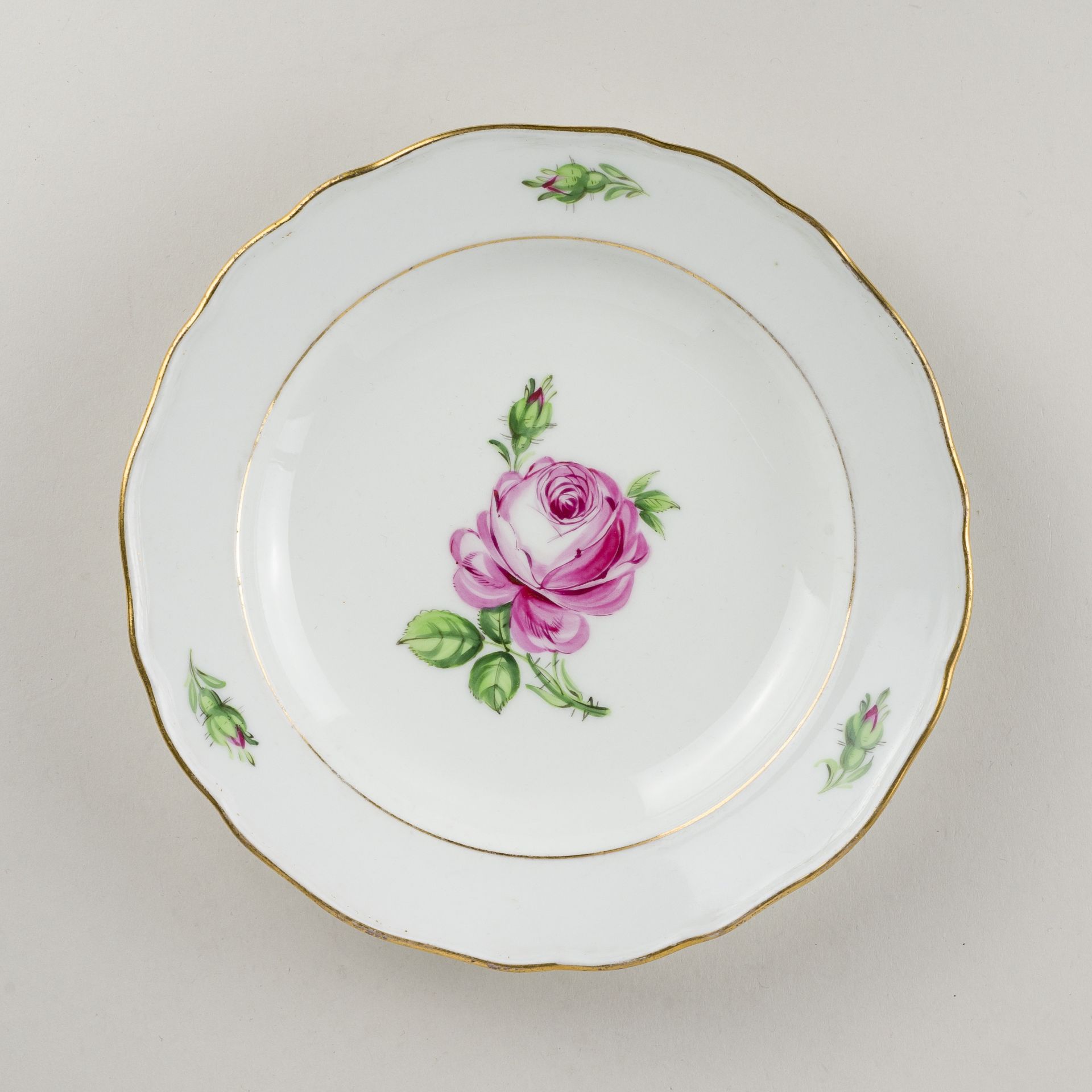 Meissen 2 x Dessertteller Rote Rose 1. Wahl Knaufzeit, 1815-1924 - Bild 4 aus 5