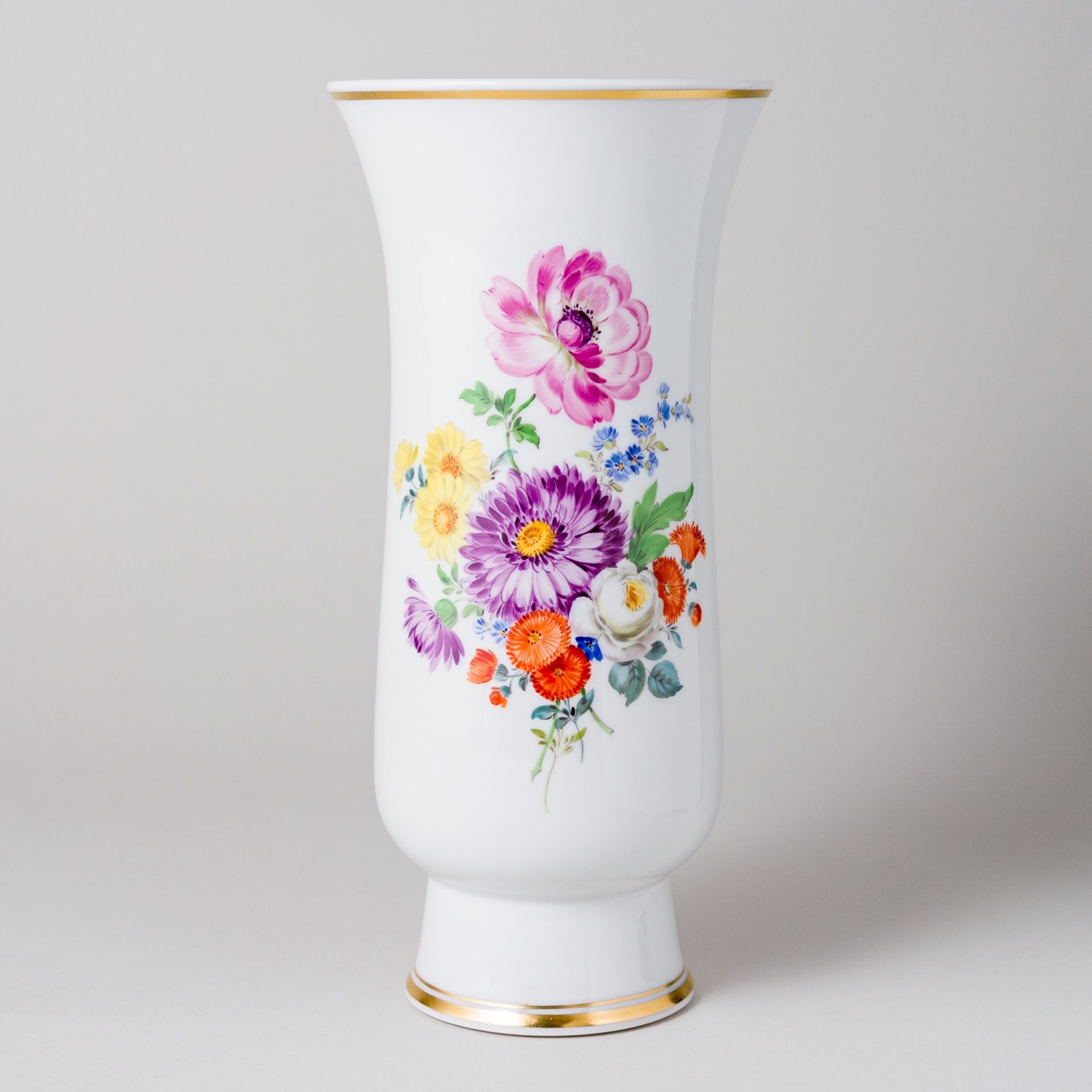 Meissen Vase Bunte Blume Bukett 24,5 cm 4. Wahl Neuwertig