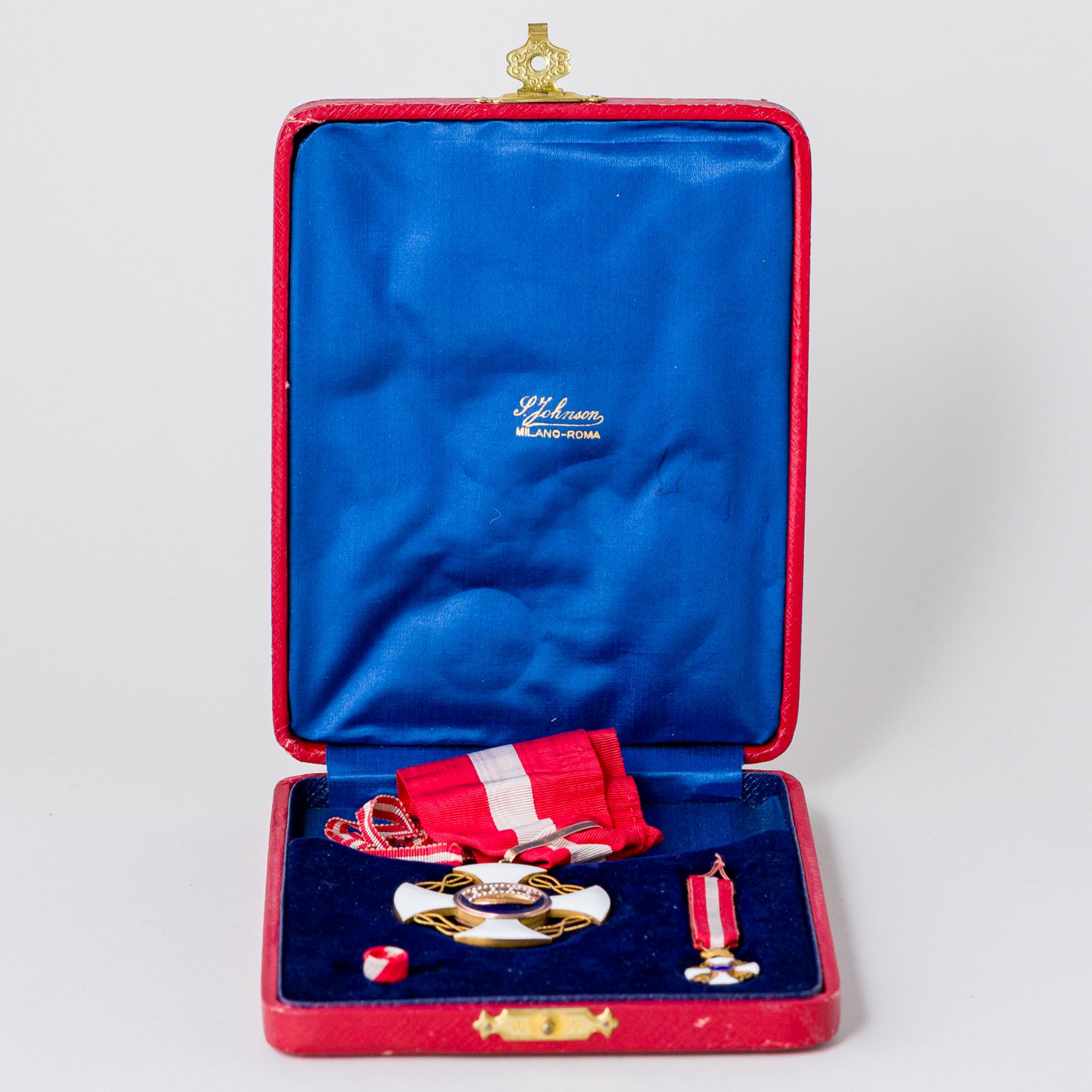 Orden der Krone von Italien Ordine della Corona d'Italia Kommandeurskreuz am Band im Etui