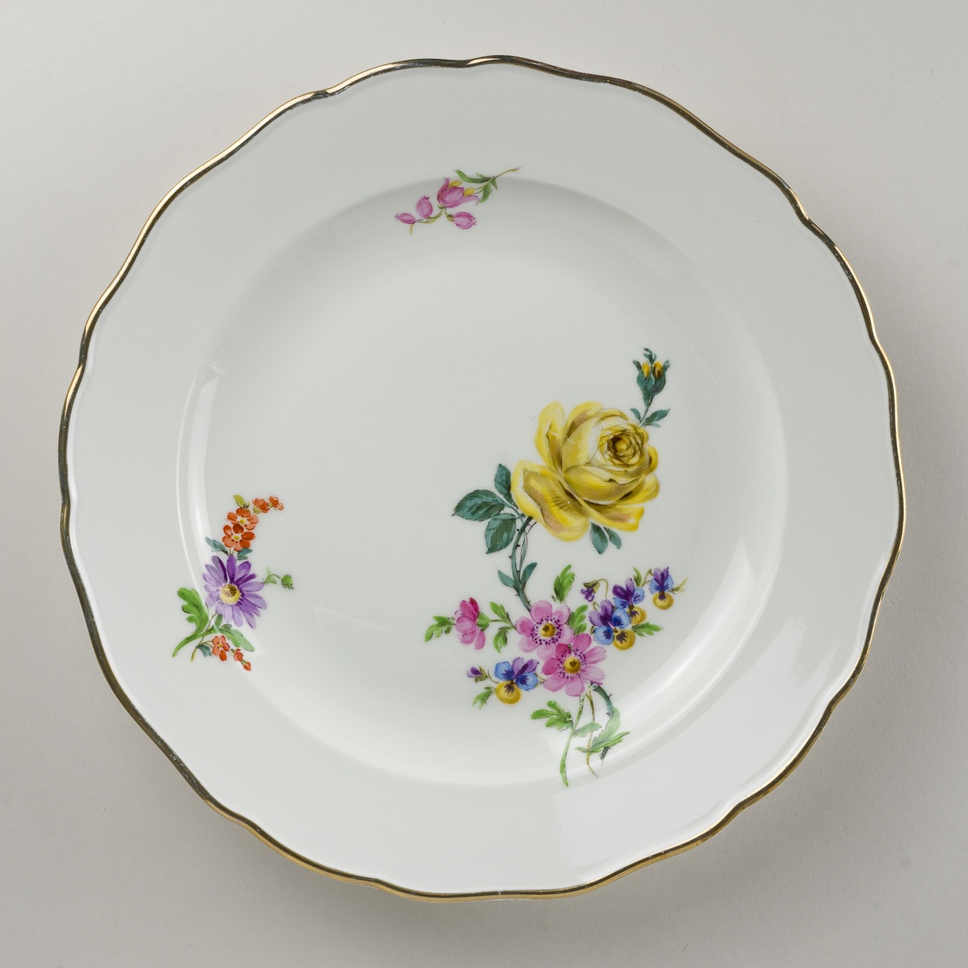 Meissen 6 x Speiseteller Bunte Blume 3 schräg 25,5 cm 4. Wahl - Image 12 of 13