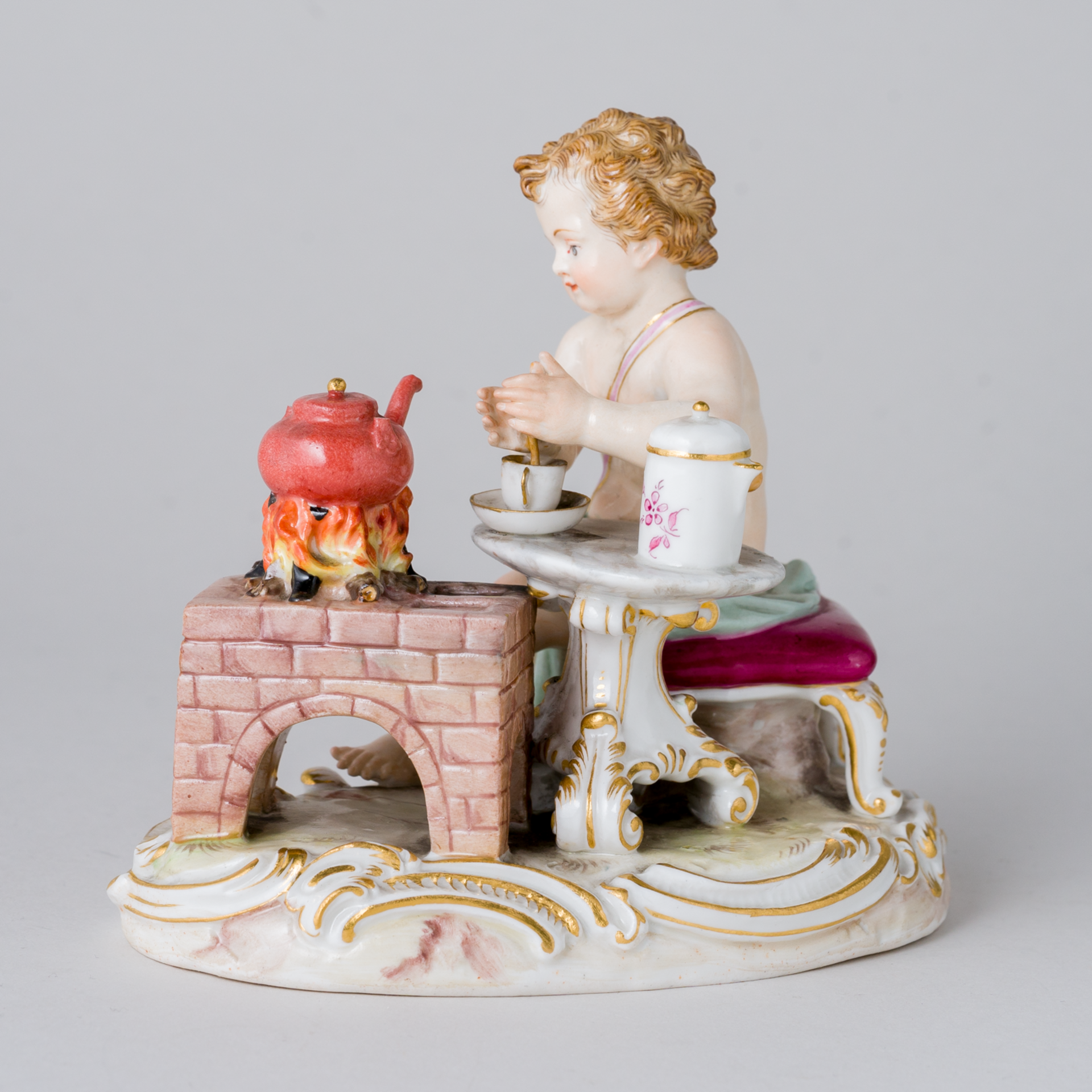 Meissen Figur Putto Keandler Kind Ofenfeuer Essen Allegorie Feuer 1. Wahl Knaufzeit - Image 3 of 12