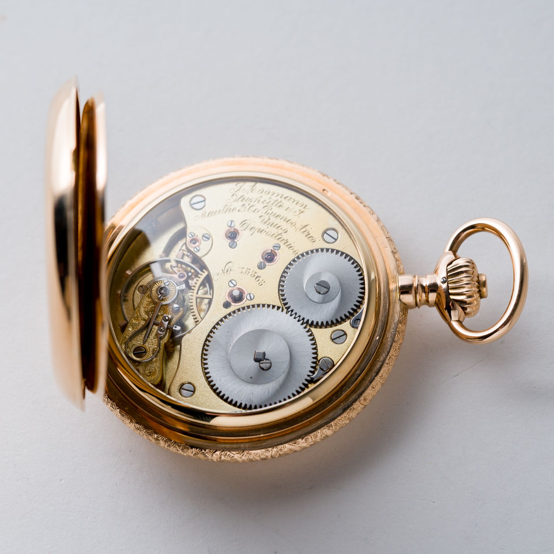 J. Assmann Glashütte Taschenuhr 750er Gold, Mauthe & Co Buenos Aires - Bild 8 aus 9