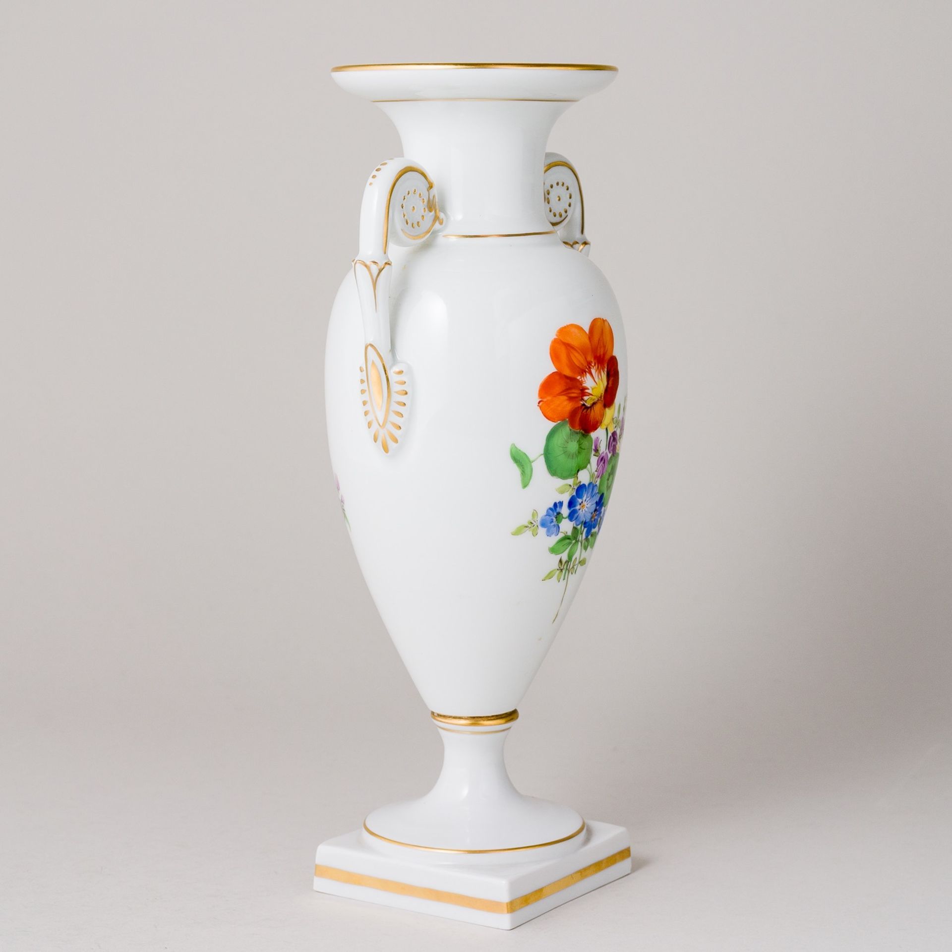 Meissen Amphorenvase Vase Bunte Blume 3 25 cm 2. Wahl - Bild 2 aus 10