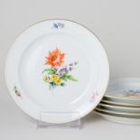 Meissen 6 x Brotteller Bunte Blume 2. Wahl nach 1934 Börner