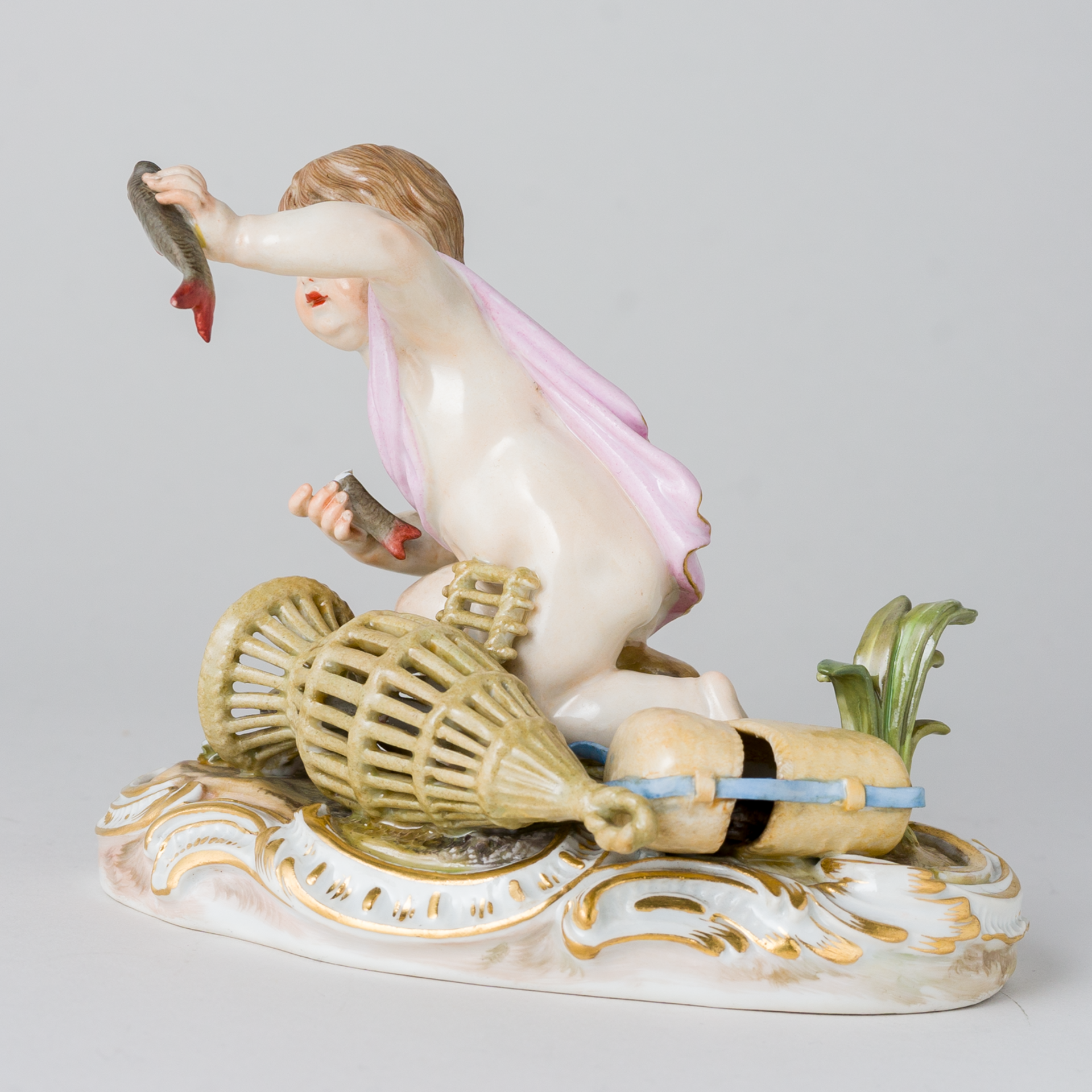 Meissen Figur Putto Keandler Kind Reuse Fische Allegorie Wasser 1. Wahl Knaufzeit - Bild 2 aus 12