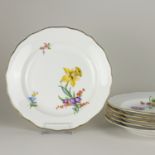 Meissen 6 x Speiseteller Bunte Blume 3 schräg 25,5 cm 4. Wahl