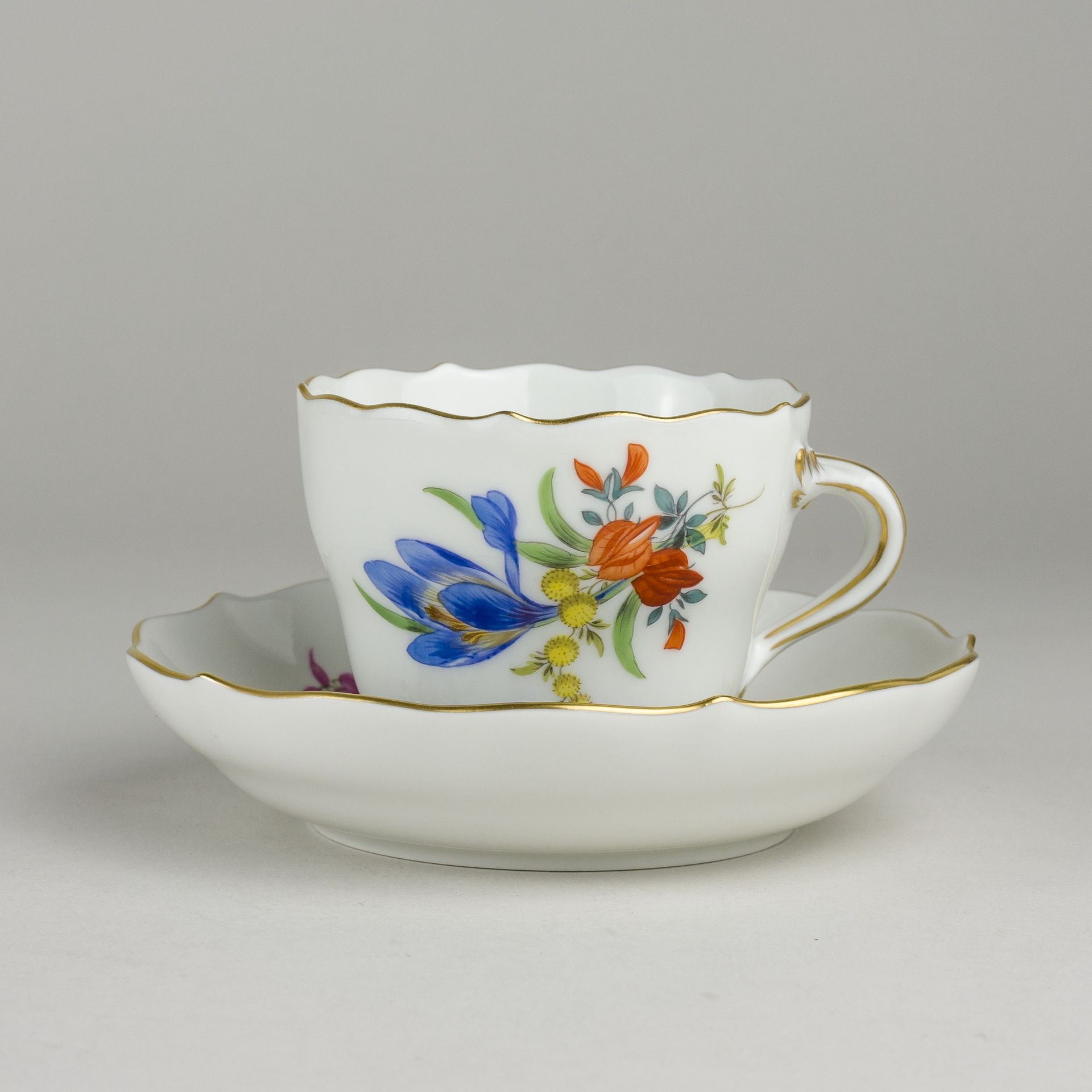 Meissen Mokkagedeck 2 tlg. Bunte Blume 2. Wahl nach 1934