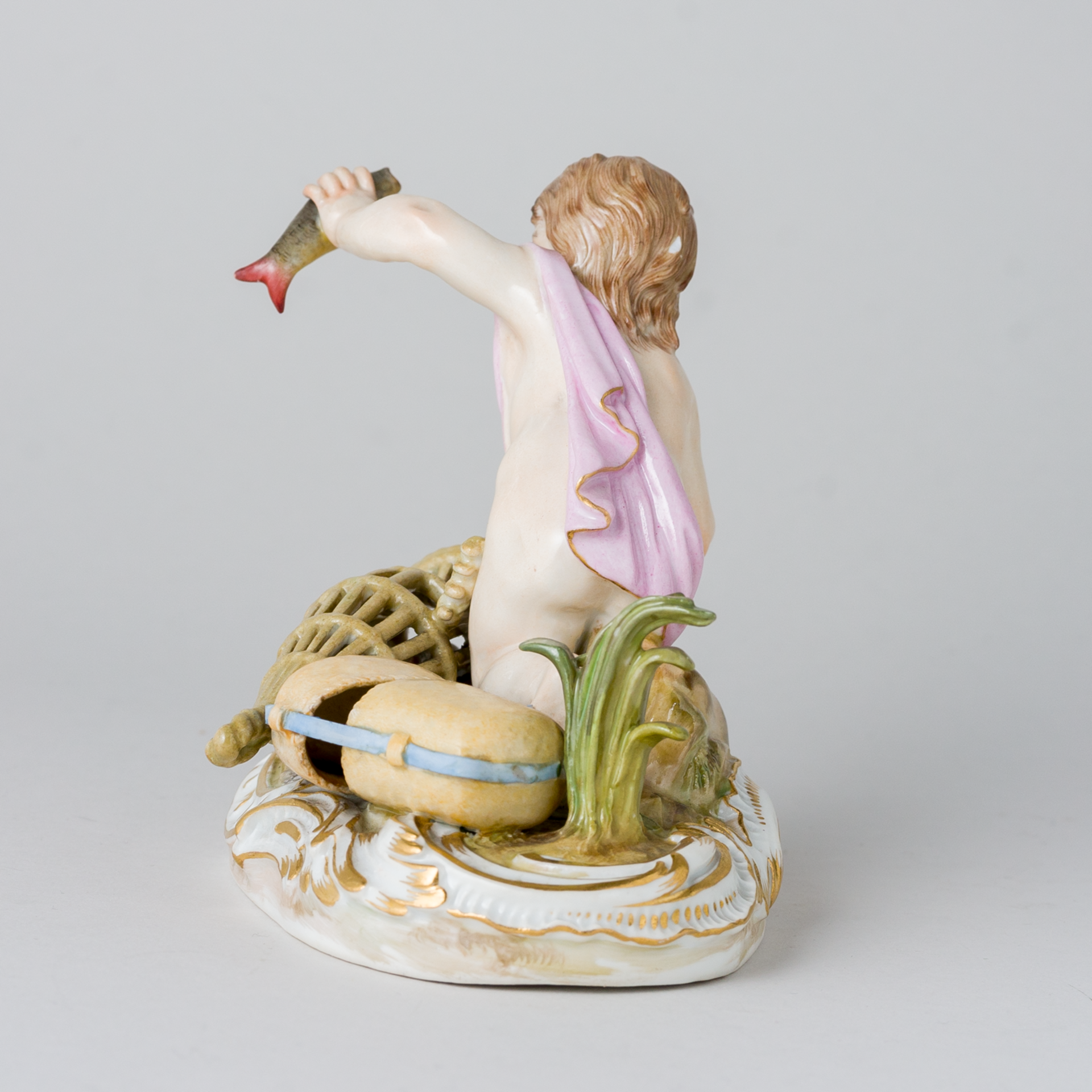 Meissen Figur Putto Keandler Kind Reuse Fische Allegorie Wasser 1. Wahl Knaufzeit - Bild 3 aus 12