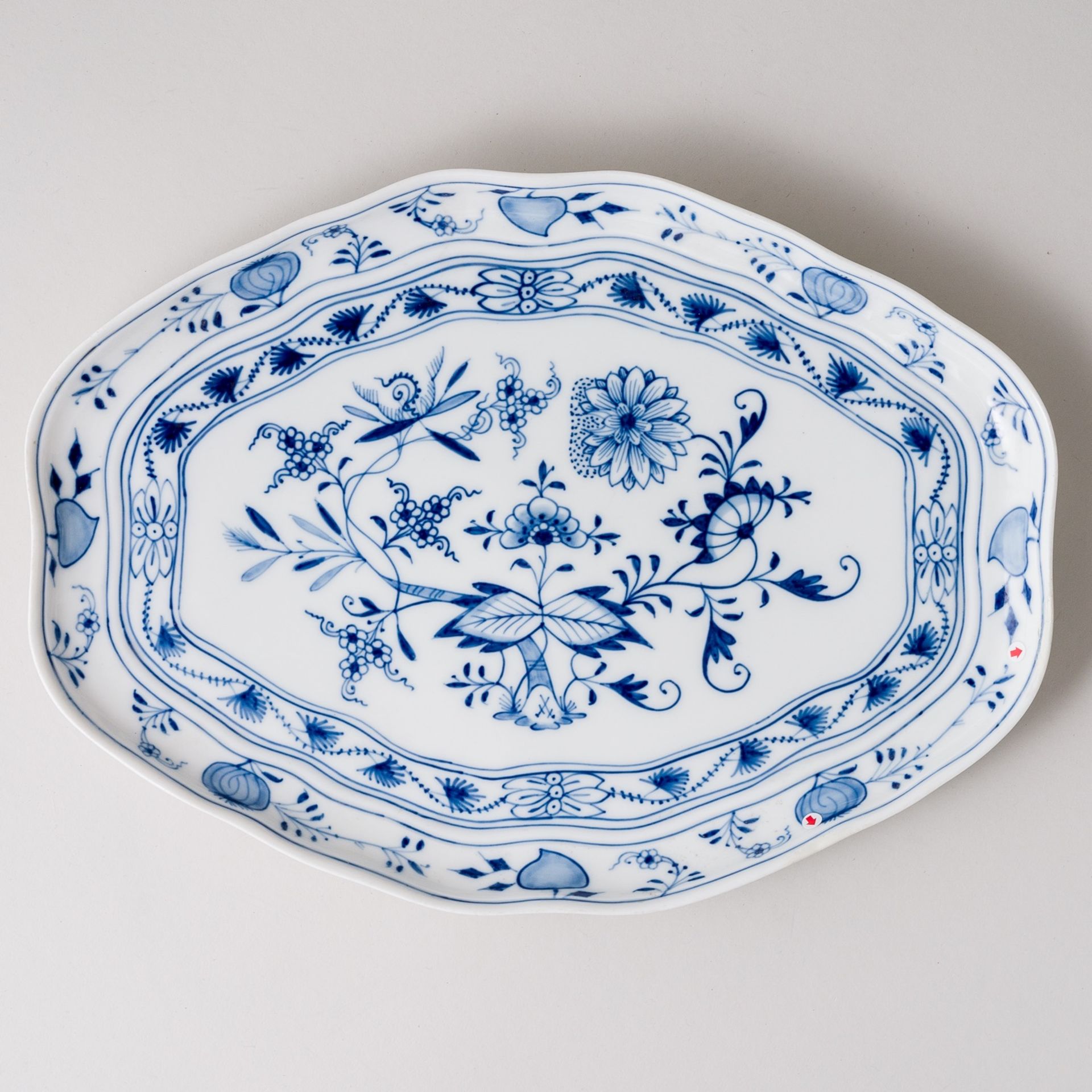 Meissen Sechseckiges Tablett Zwiebelmuster 2. Wahl Knaufzeit, 1815-1924