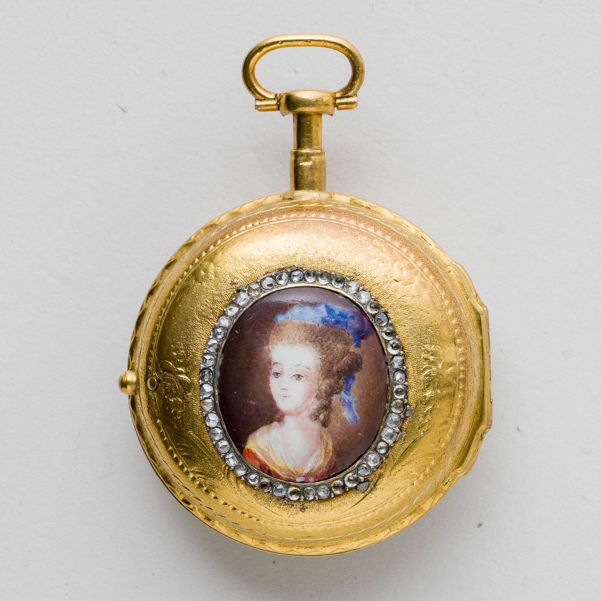 Bordier a Genève Spindeluhr Gold mit Diamantbesatz und Medaillon, 18. Jhd. - Image 2 of 8