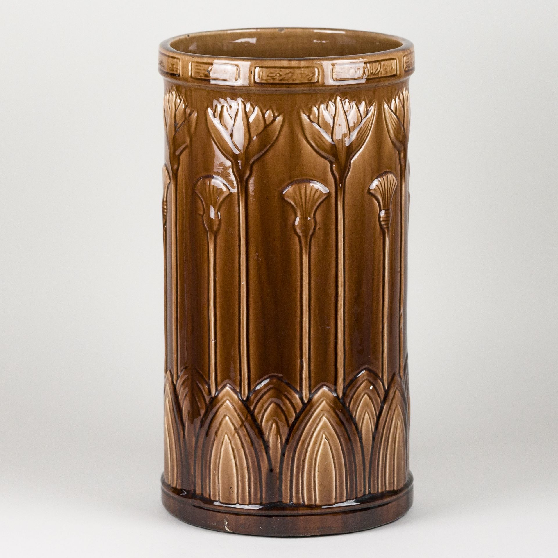 Großer Schirmständer Keramik Majolika Jugendstil Art Deco Art Nouveau 43 cm