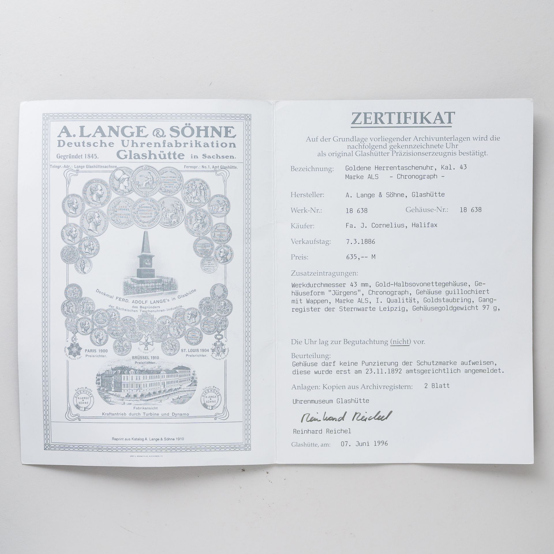 A. Lange und Söhne 1A Werk Chronograph Sternwarte Leipzig Box & Zertifikat - Image 11 of 13