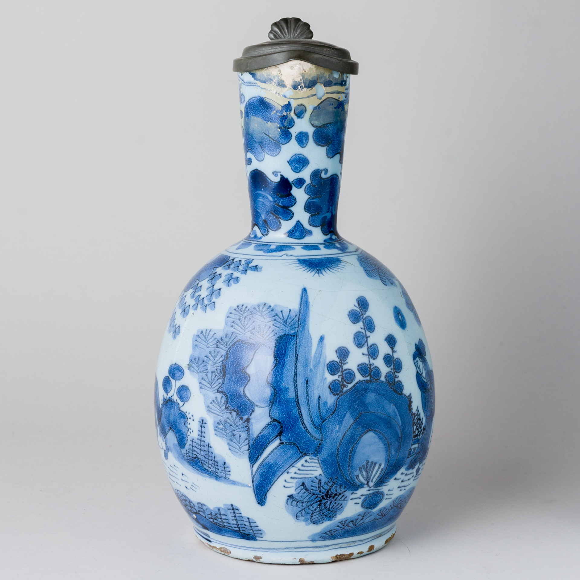 Fayence Delft Krug mit Zinndeckel im Chinesischen Stil Ende 18. Jhd - Image 6 of 12