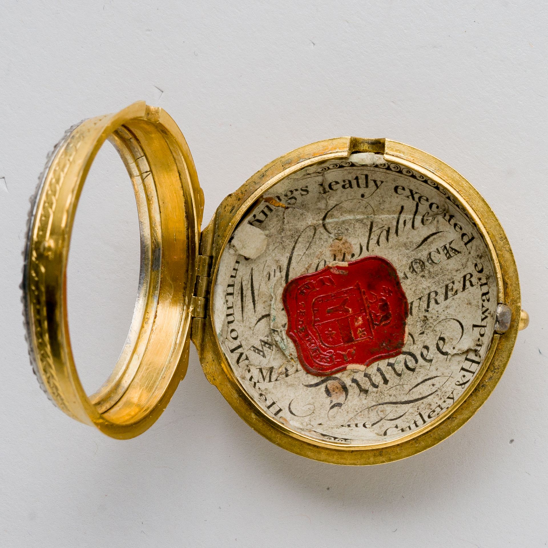 Bordier a Genève Spindeluhr Gold mit Diamantbesatz und Medaillon, 18. Jhd. - Bild 3 aus 8